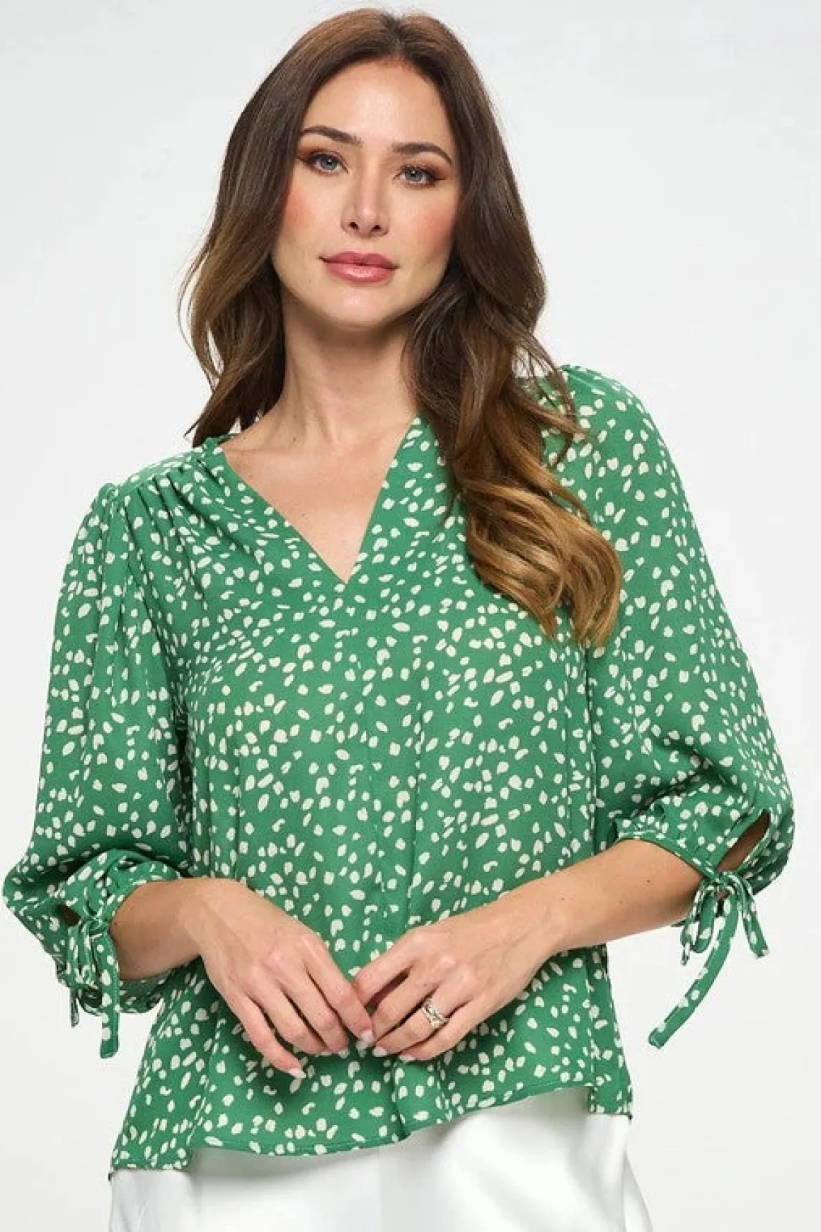 Made in USA Print Top with Self Tie Sleeves *Online Only*