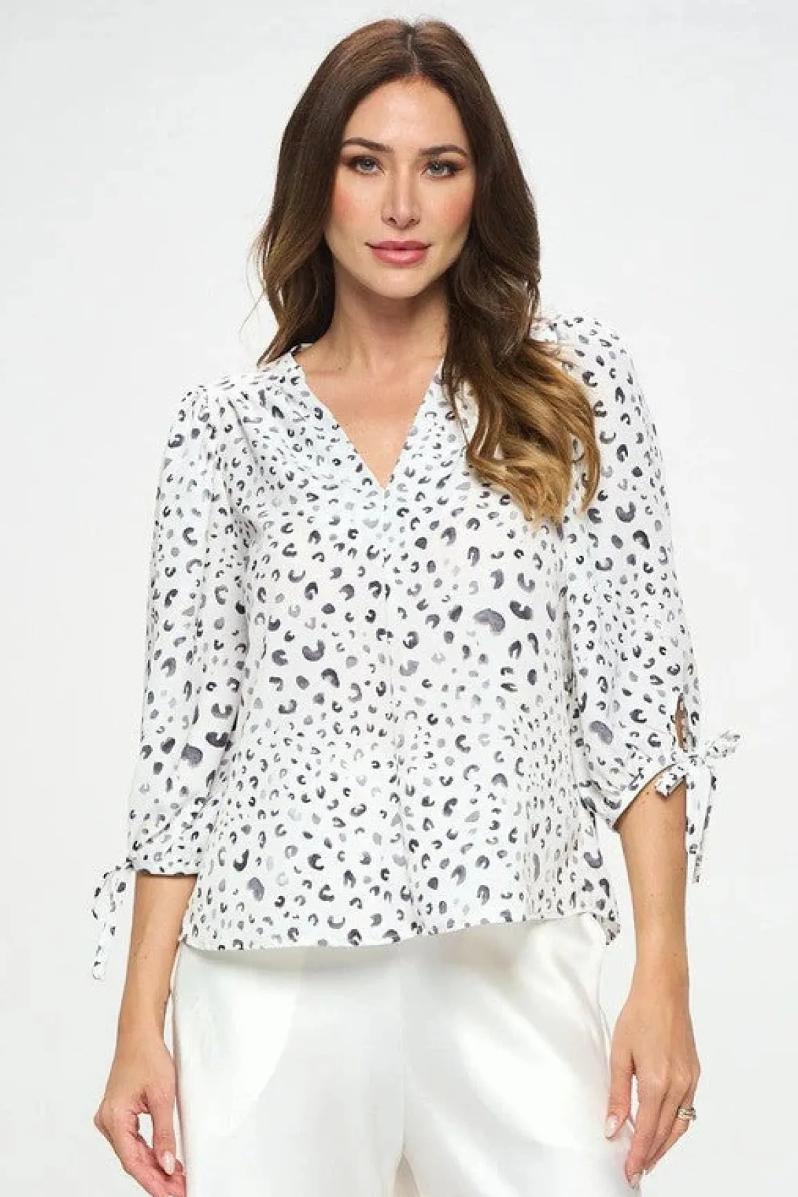 Made in USA Print Top with Self Tie Sleeves *Online Only*