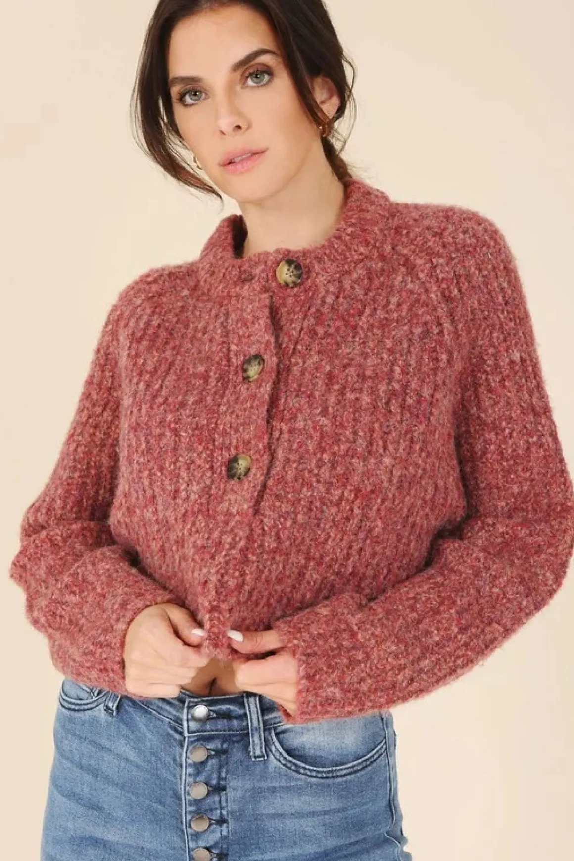 Melange Half Button Sweater *Online Only*