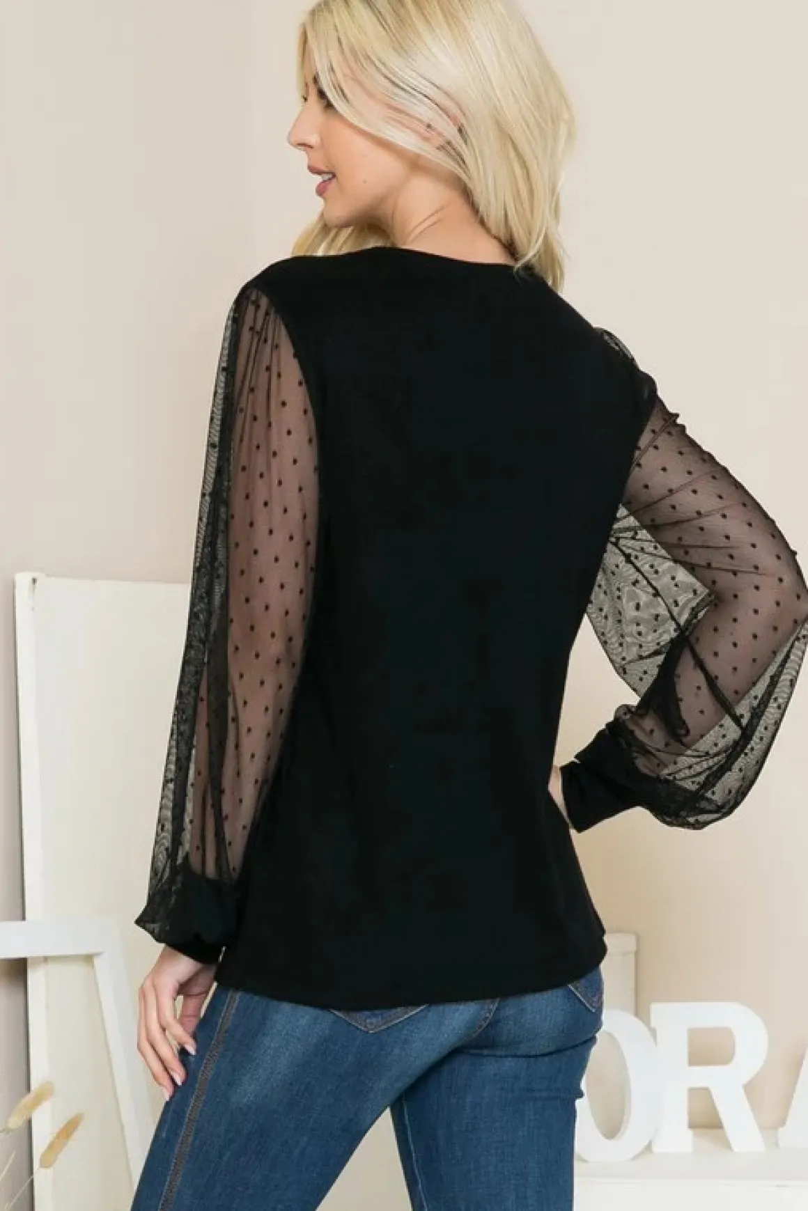 mesh_dot_puff_sleeve_knit_2.webp Mesh Dot Puff Sleeve Knit Top *Online Only*