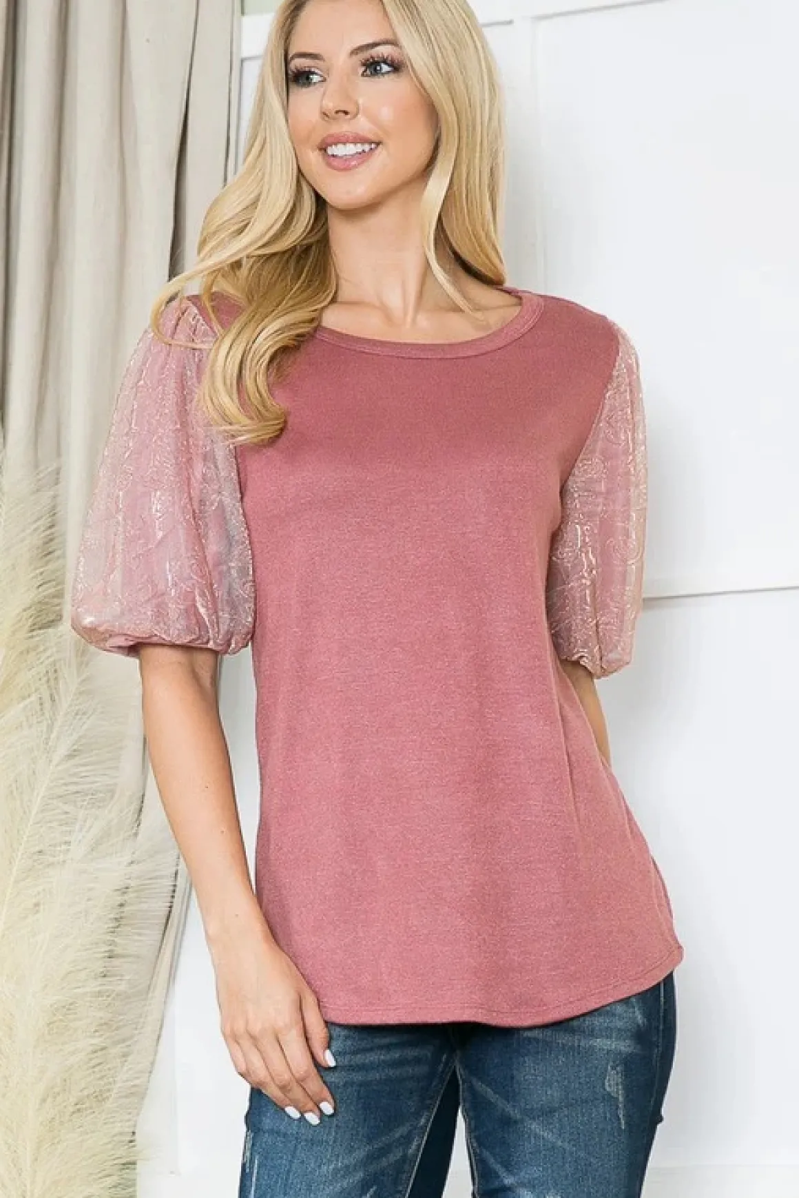 metallic_bubble_sleeve_to_12.webp Metallic Bubble Sleeve Top *Online Only*