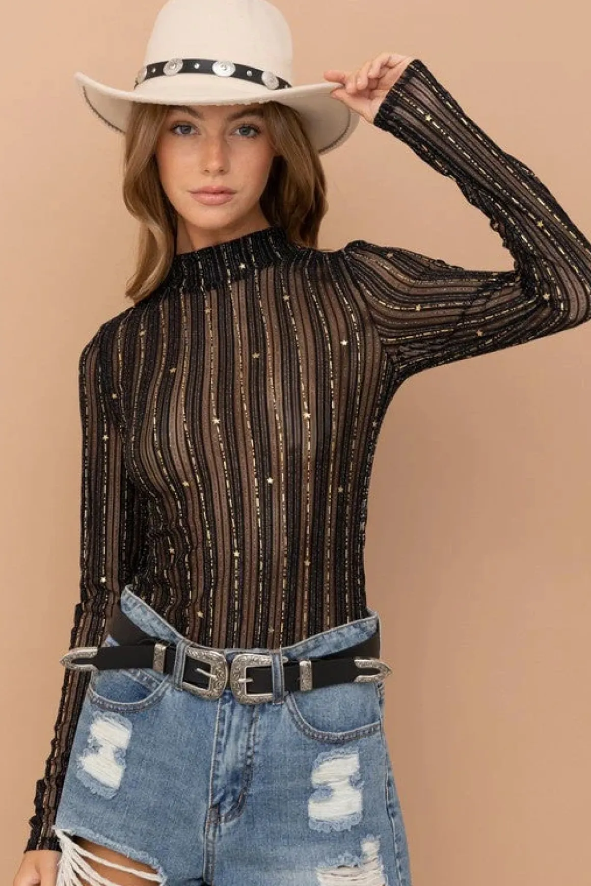 metallic_mesh_mock_neck_t_4.webp Metallic Mesh Mock Neck Top *Online Only*