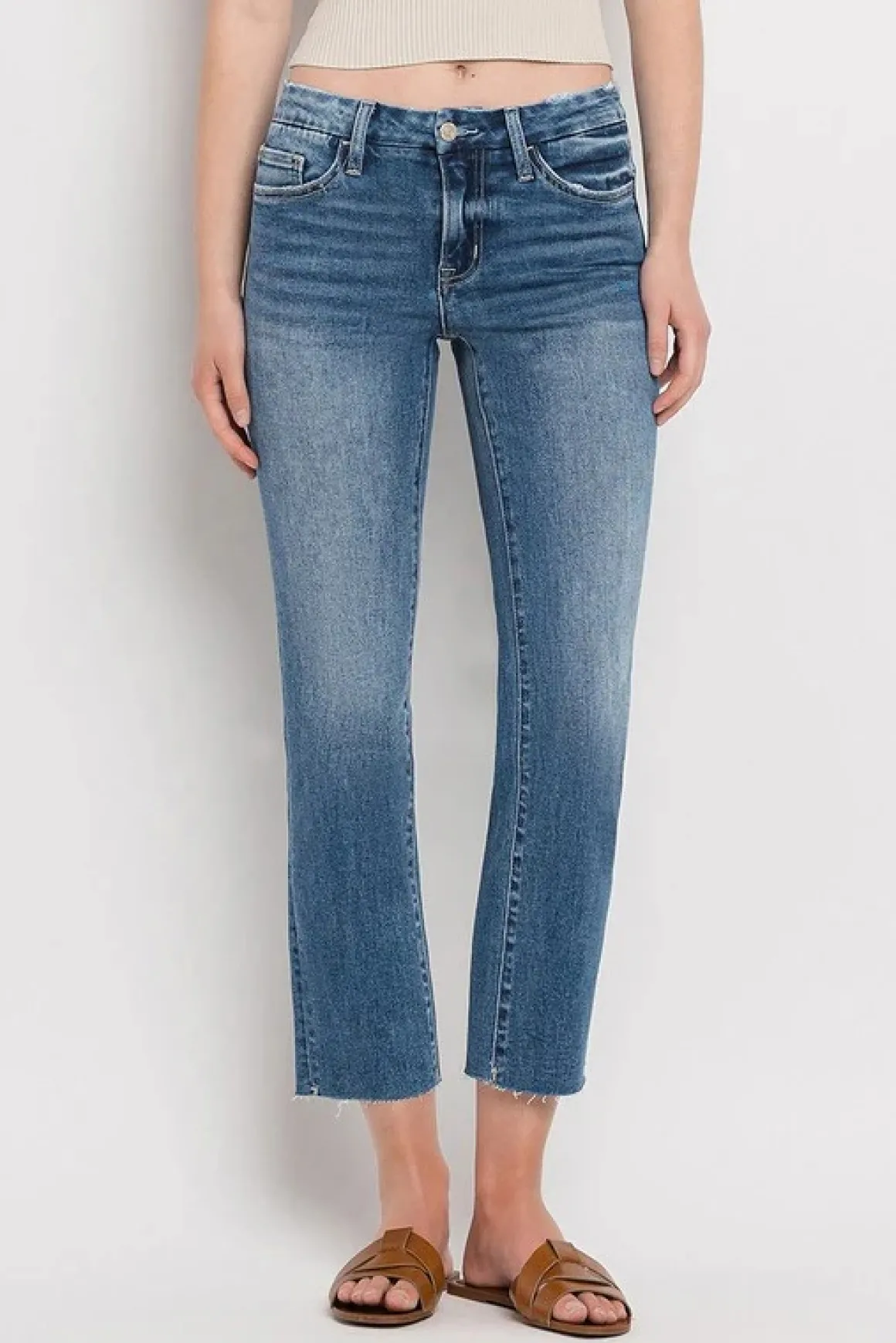 Mid Rise Crop Slim Straight Jeans *Online Only*