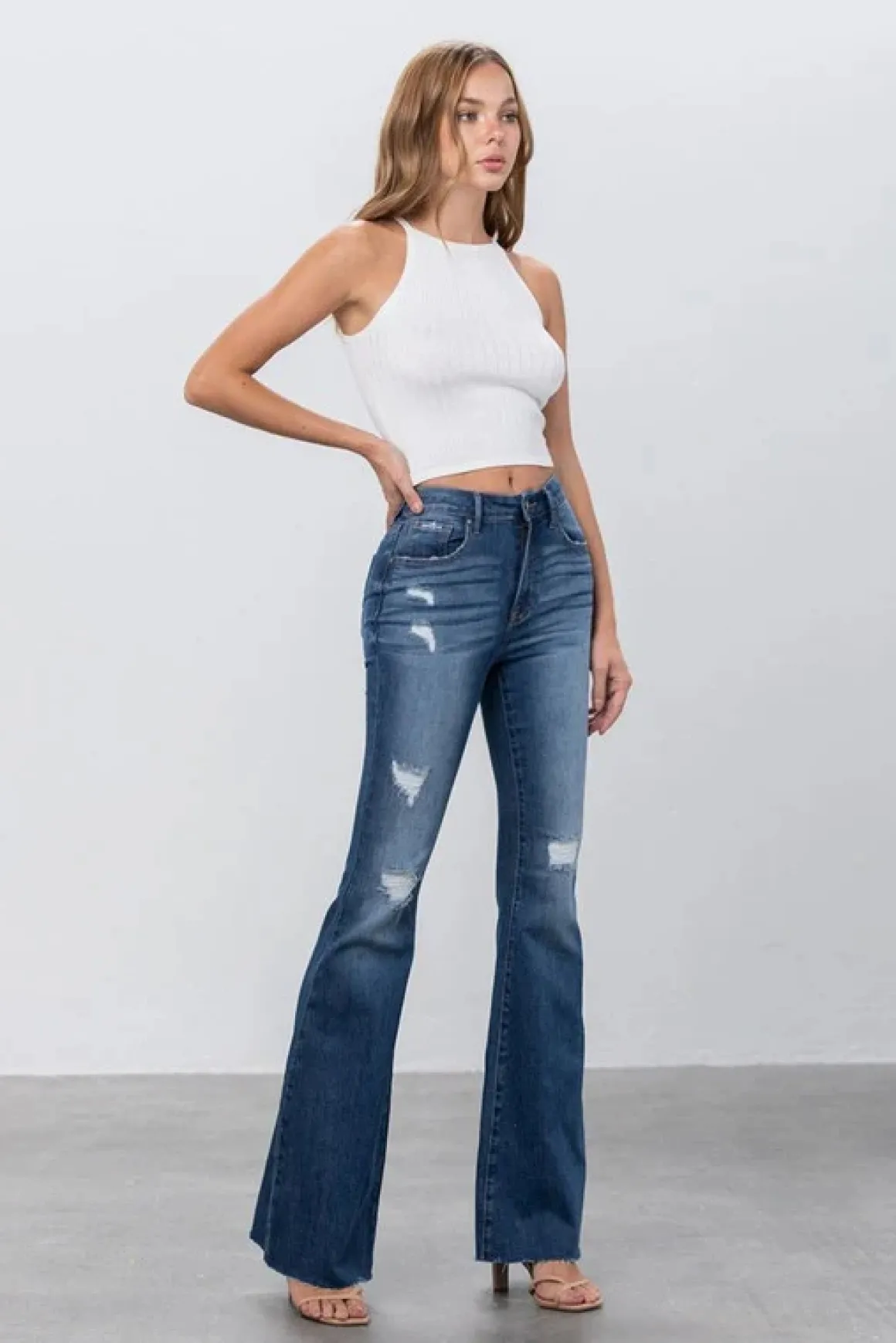 mid_rise_dark_wash_flare__3.webp Mid Rise Dark Wash Flare Jeans *Online Only*