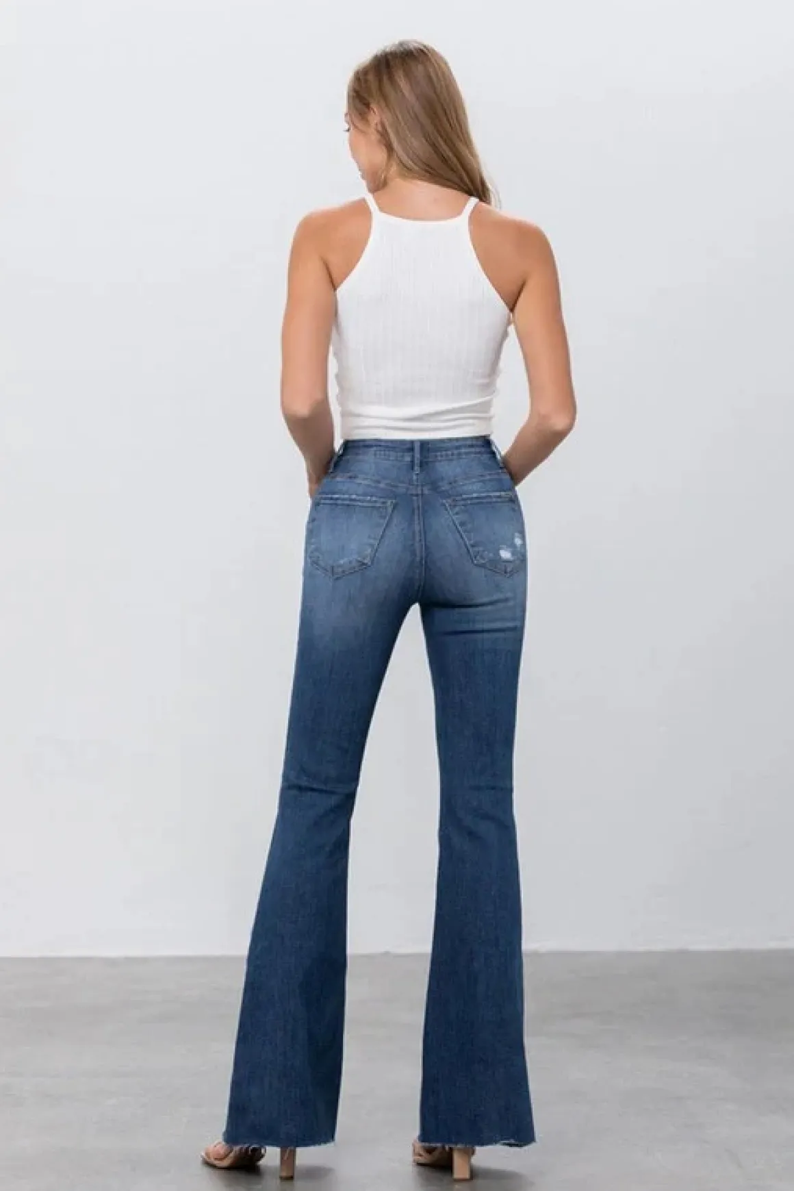 mid_rise_dark_wash_flare__4.webp Mid Rise Dark Wash Flare Jeans *Online Only*