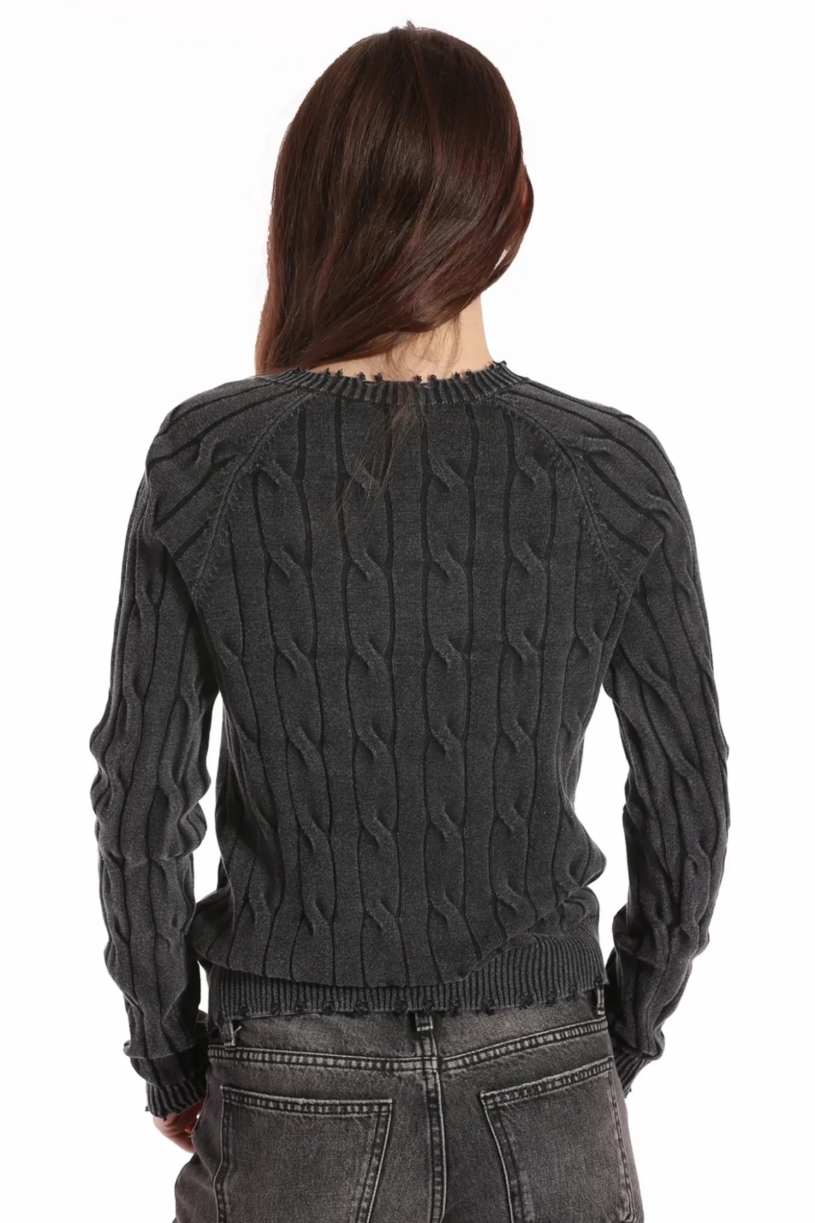 minnie_rose_distressed_ca_2.webp Minnie Rose Distressed Cable V-Neck *FINAL SALE*