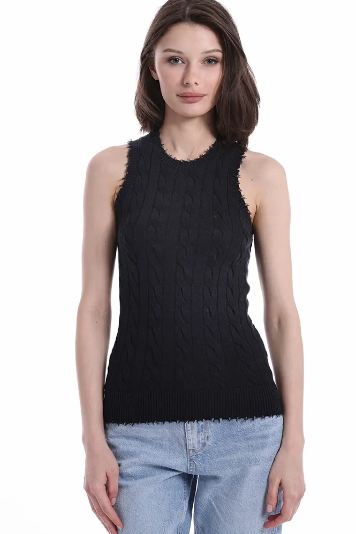 Minnie Rose Frayed Cable Tank