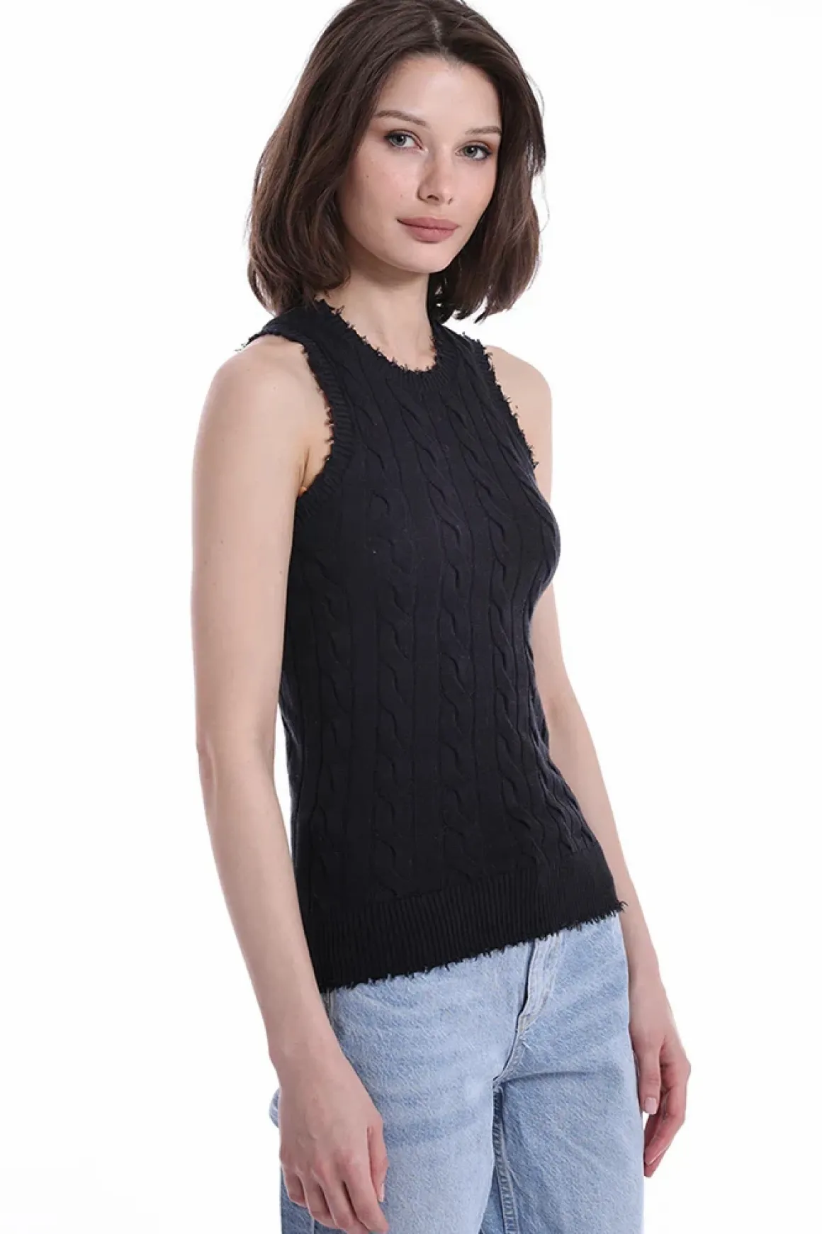 Minnie Rose Frayed Cable Tank