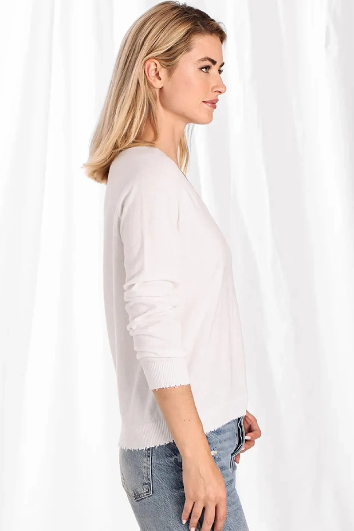 minnie_rose_frayed_edge_v_2.webp Minnie Rose Frayed Edge V-Neck