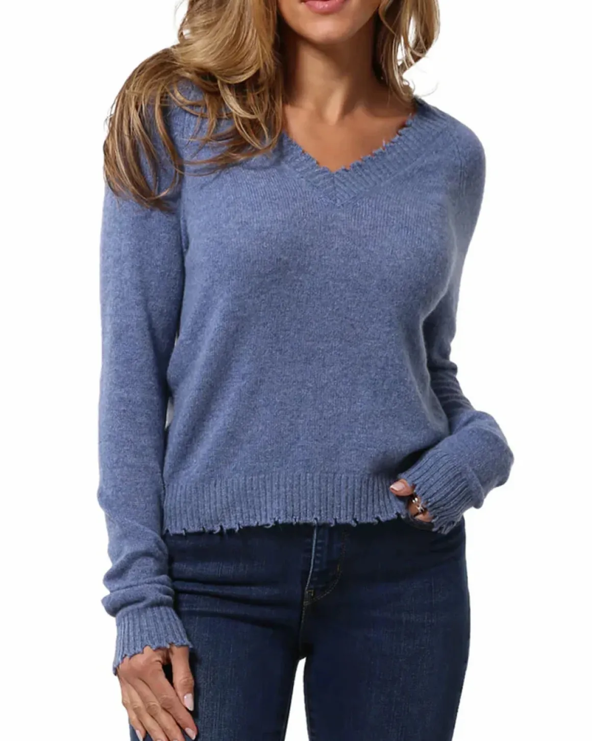 minnie_rose_frayed_edge_v_4.webp Minnie Rose Frayed Edge V-Neck