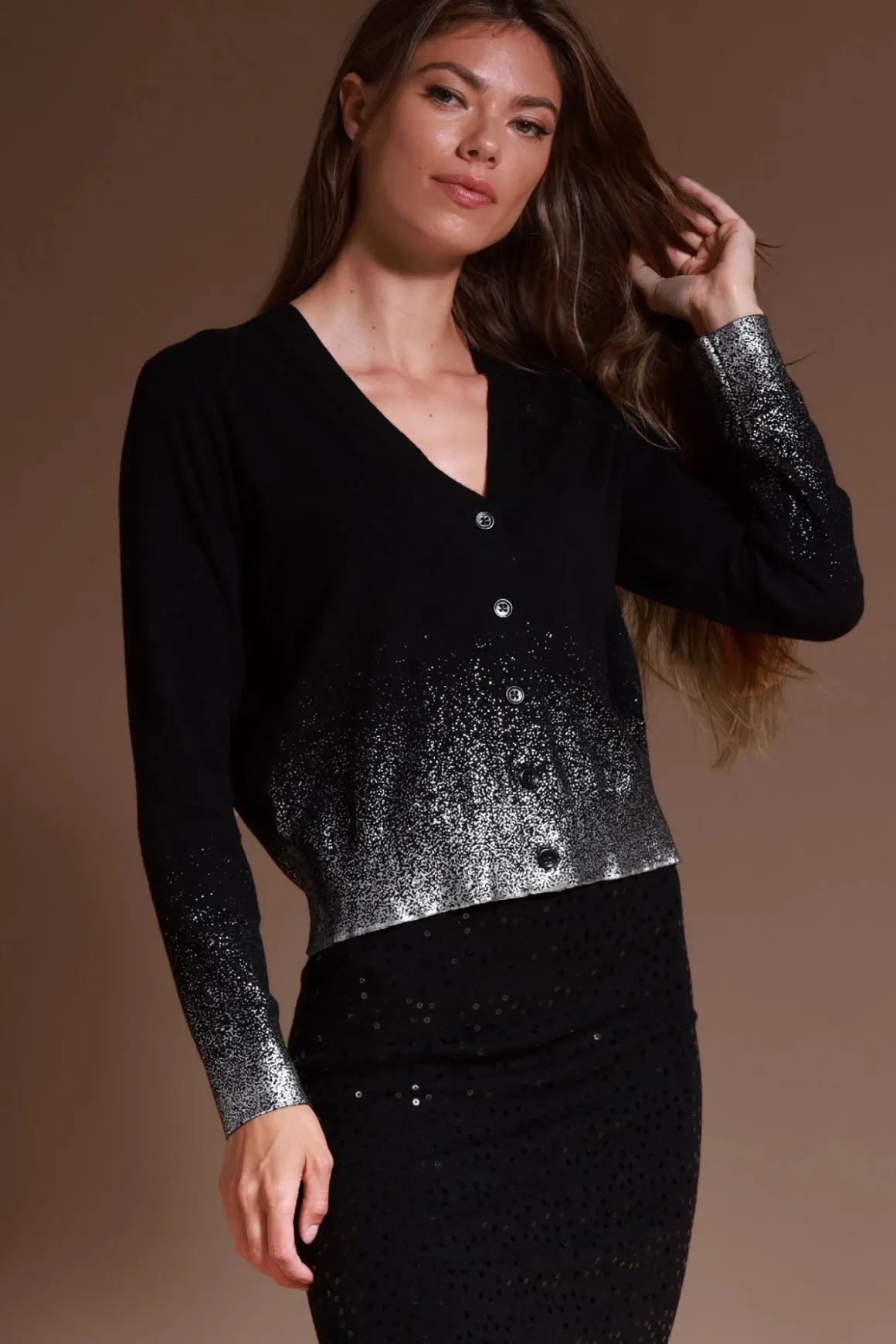 Minnie Rose Gradient Metallic Cardigan