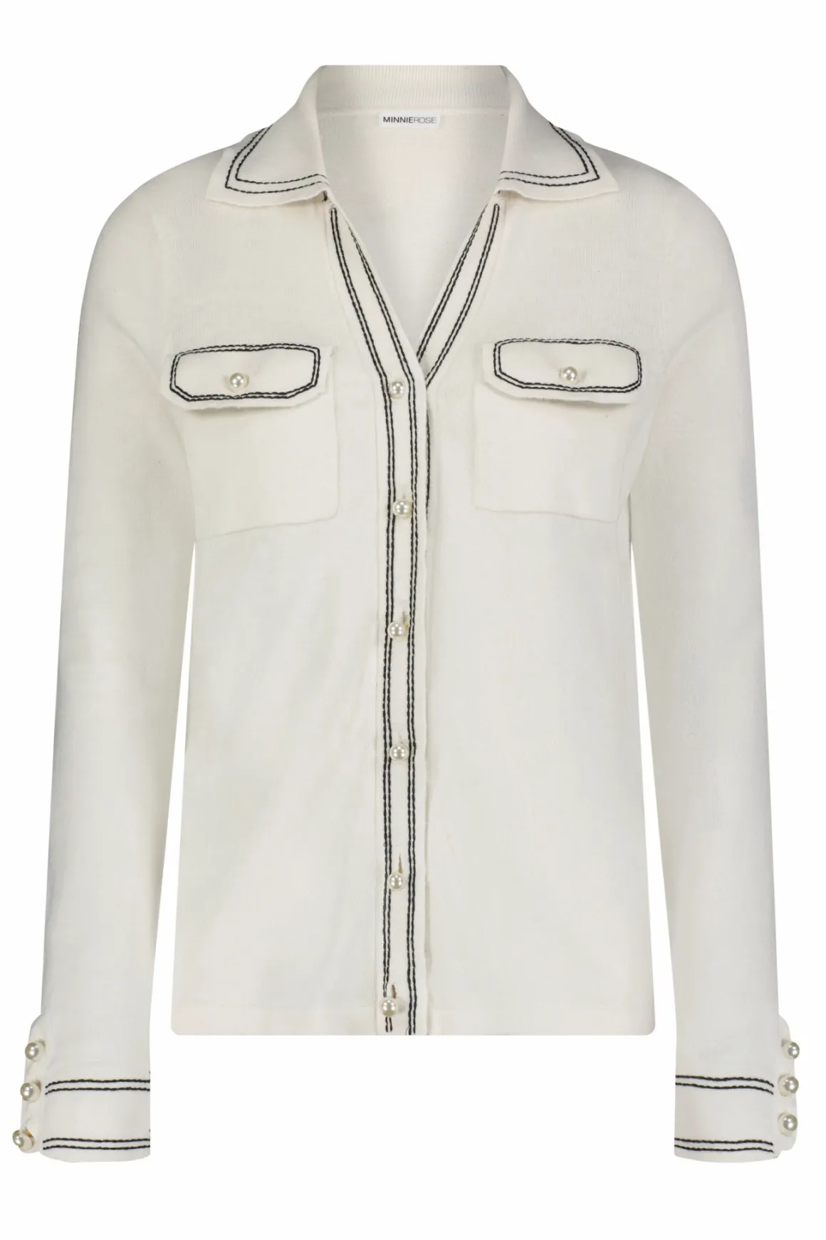 Minnie Rose Stitched Pearl Button Up Shirt