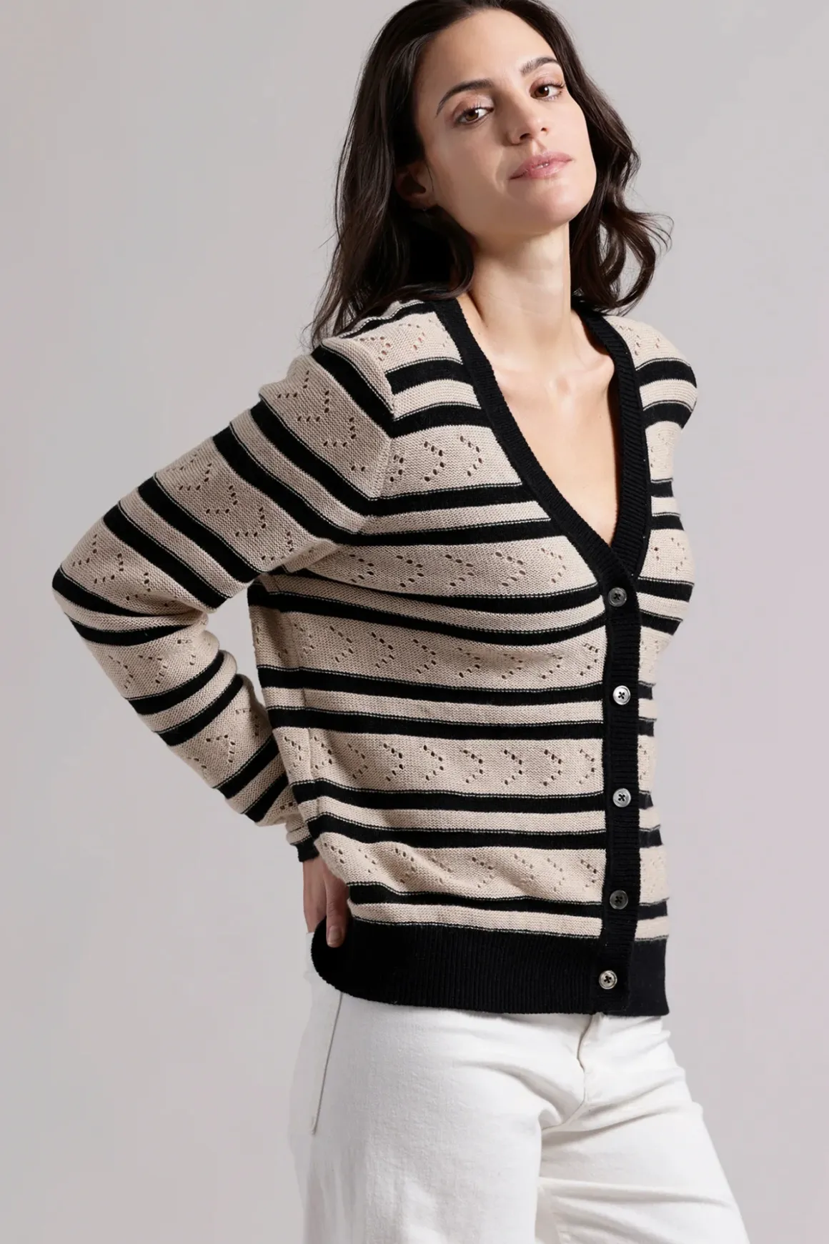 minnie_rose_striped_point_2.webp Minnie Rose Striped Pointelle Cardigan