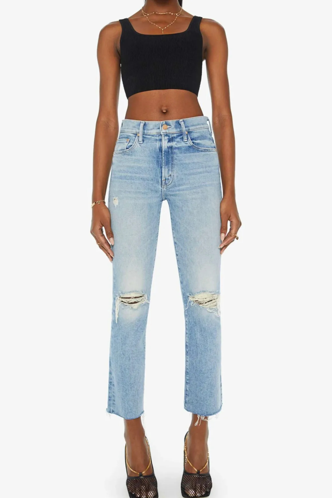 Mother Insider Flood Fray Jeans