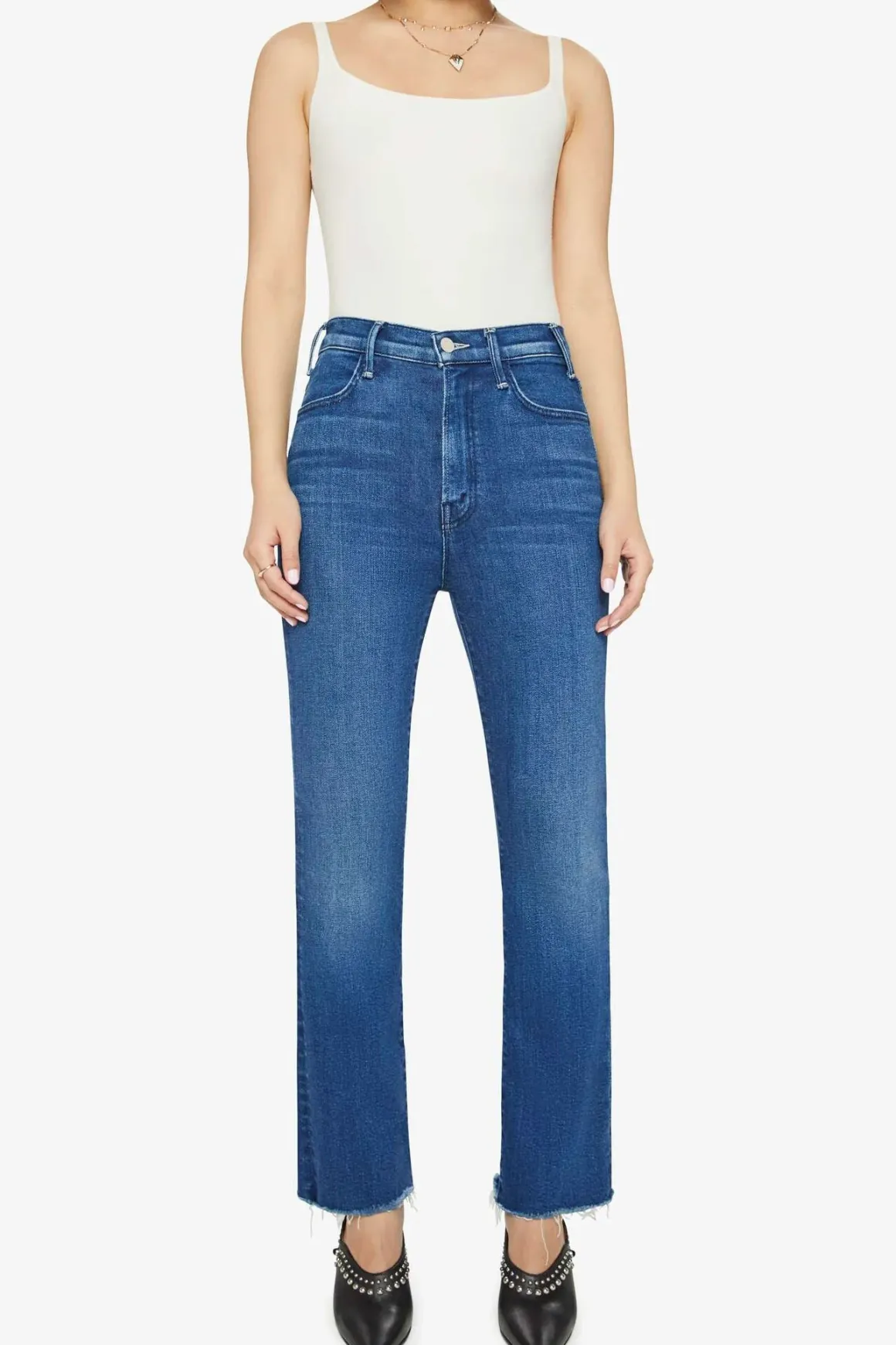Mother Lil Hustler Flood Frayed Jeans