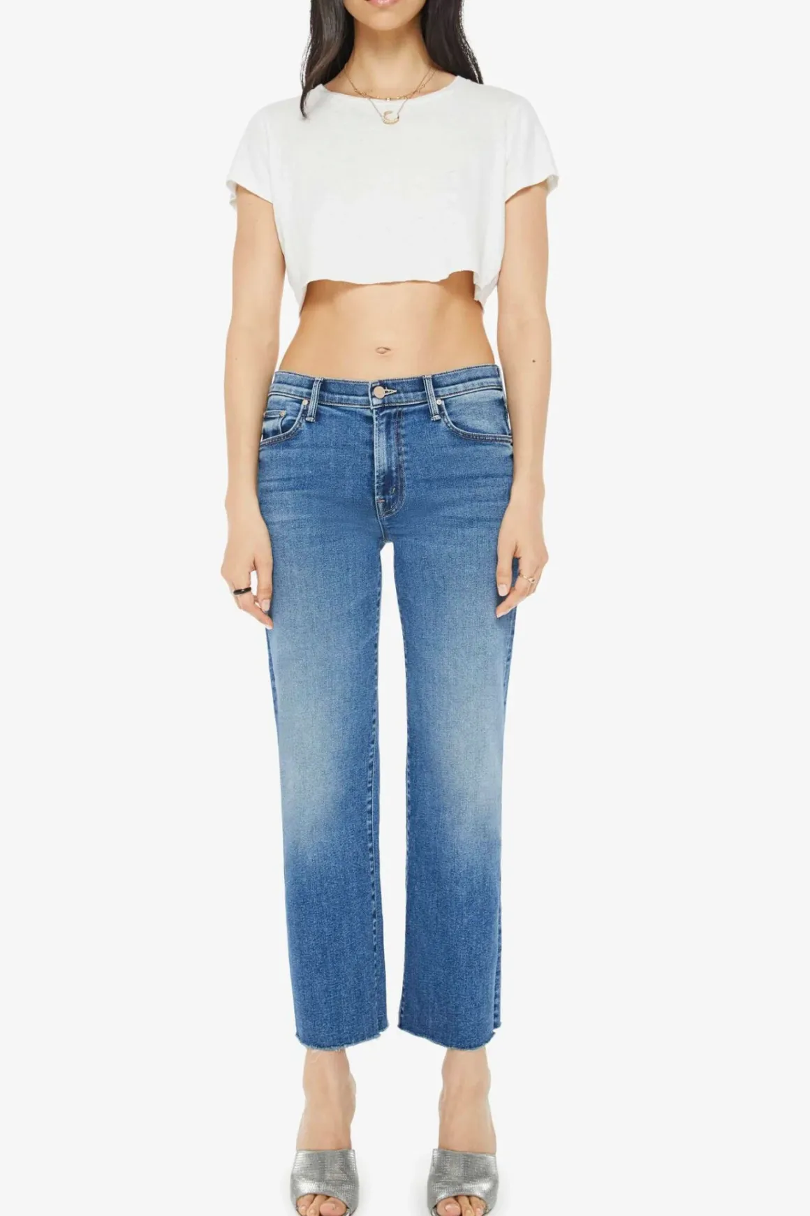 Mother Mid Rise Rambler Ankle Fray Jeans