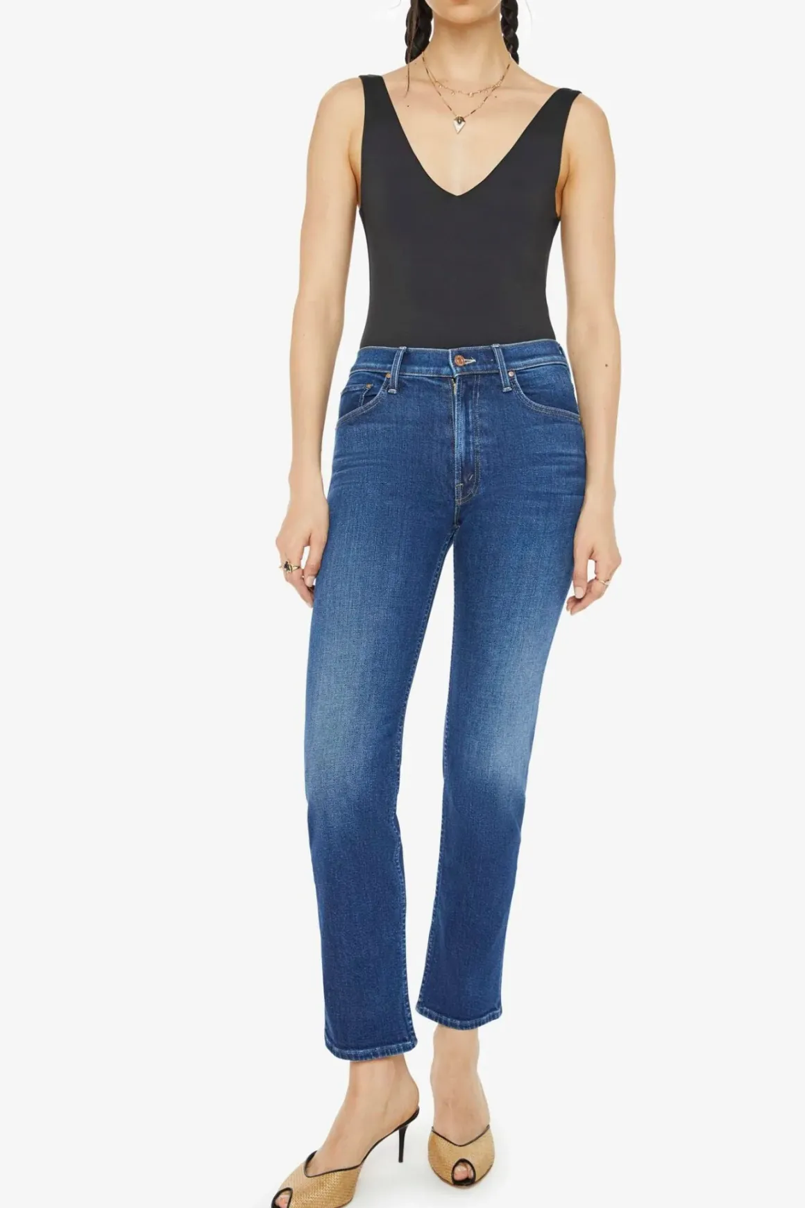 Mother Mid Rise Rider Flood Jeans