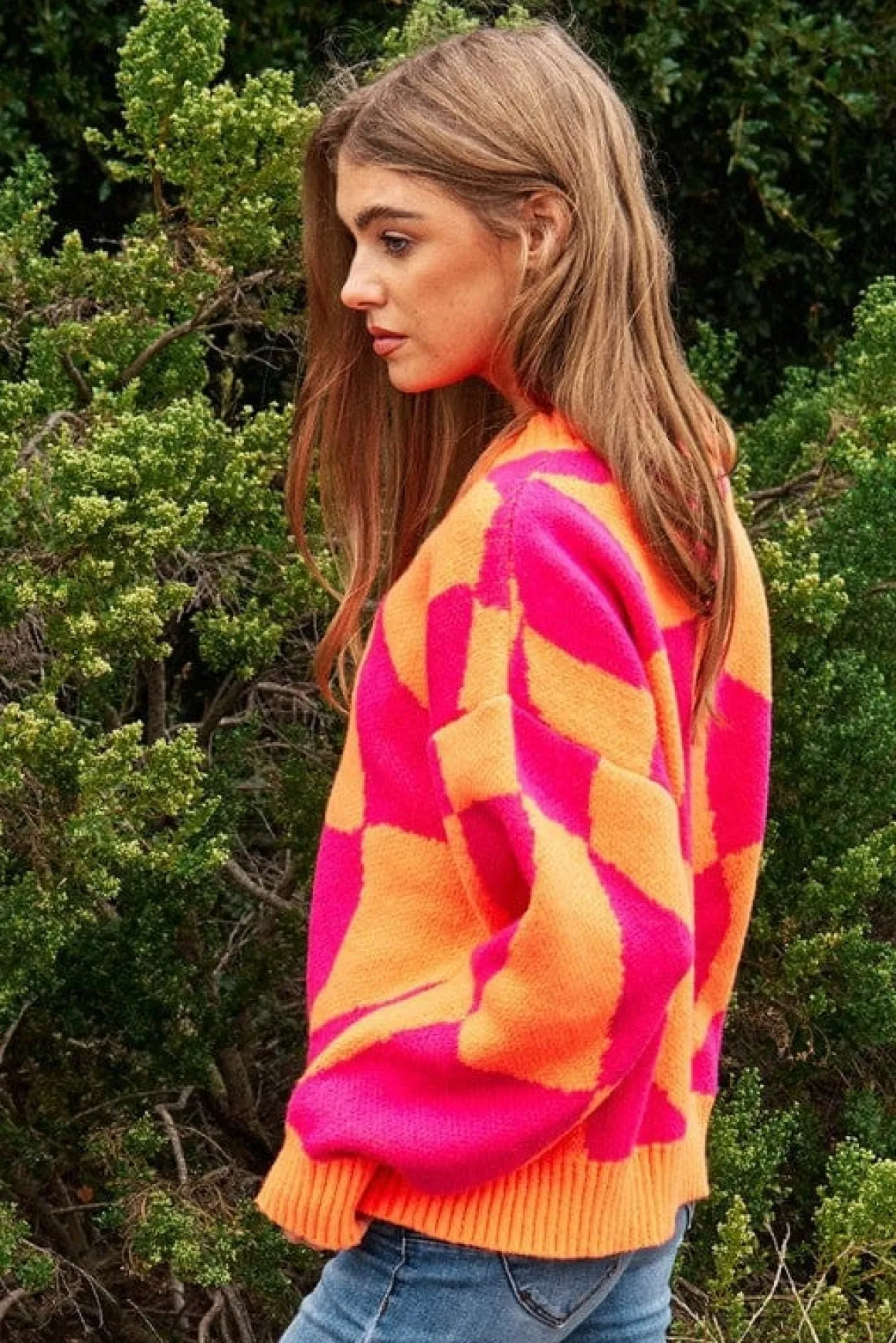 multi_geo_checker_pullove_14.webp Multi Geo Checker Pullover Knit Sweater Top *Online Only*
