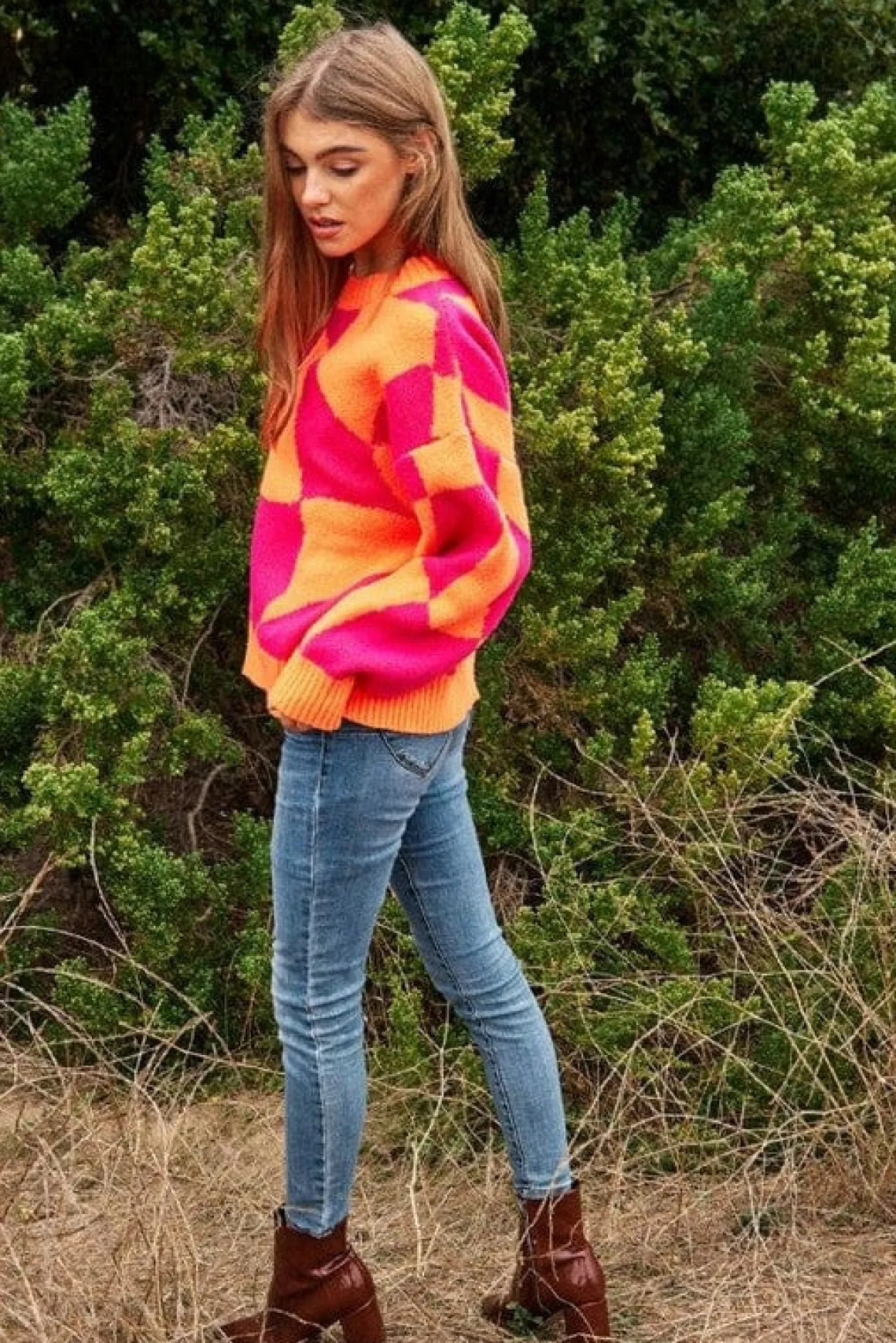 multi_geo_checker_pullove_16.webp Multi Geo Checker Pullover Knit Sweater Top *Online Only*
