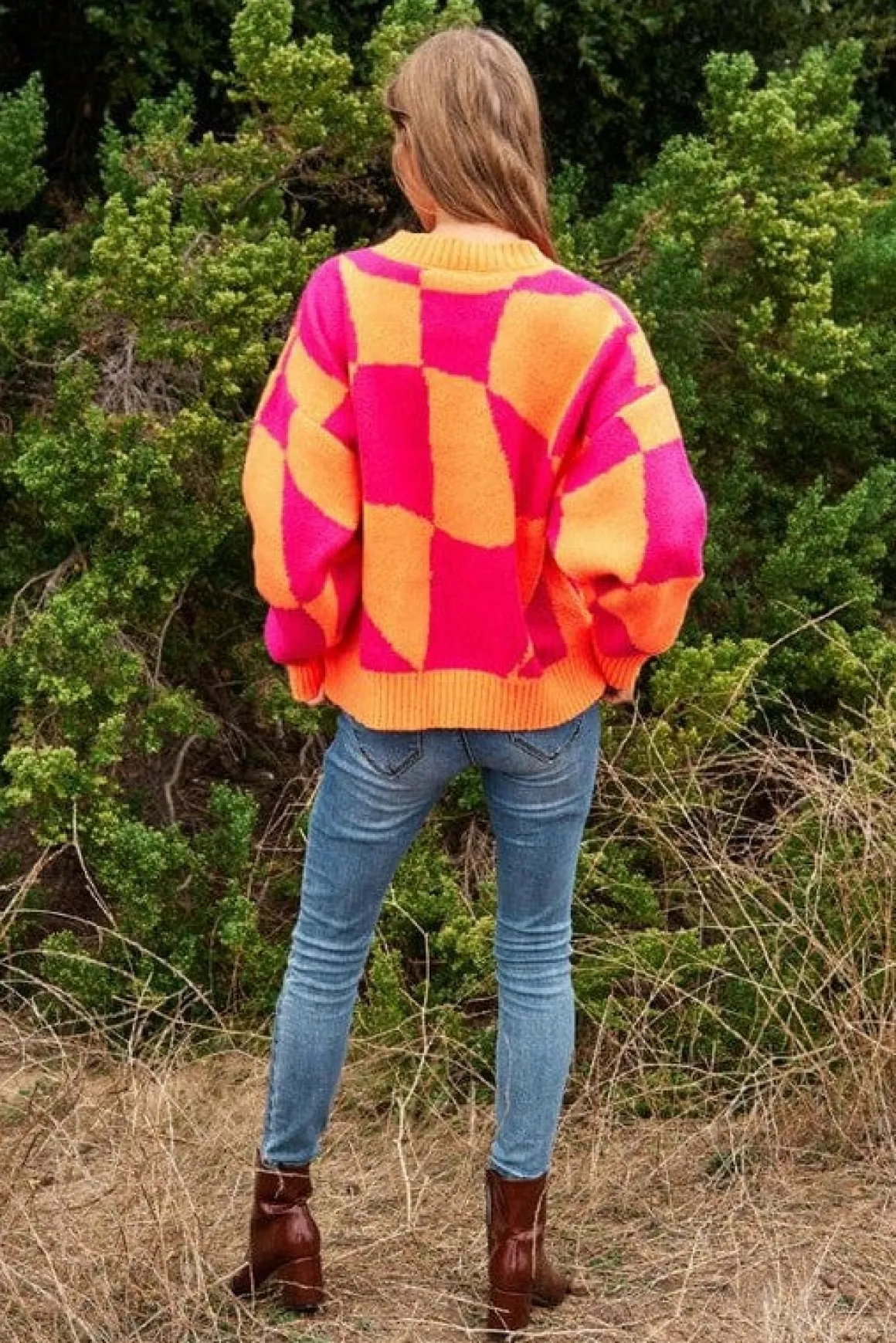 multi_geo_checker_pullove_17.webp Multi Geo Checker Pullover Knit Sweater Top *Online Only*