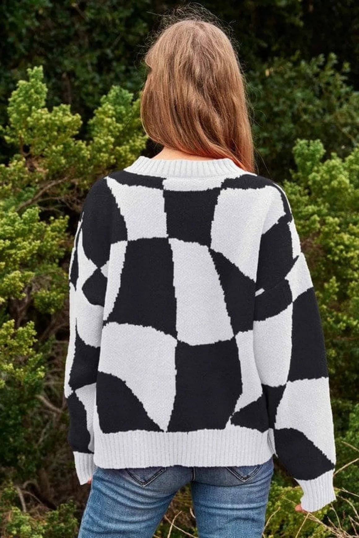 multi_geo_checker_pullove_5.webp Multi Geo Checker Pullover Knit Sweater Top *Online Only*