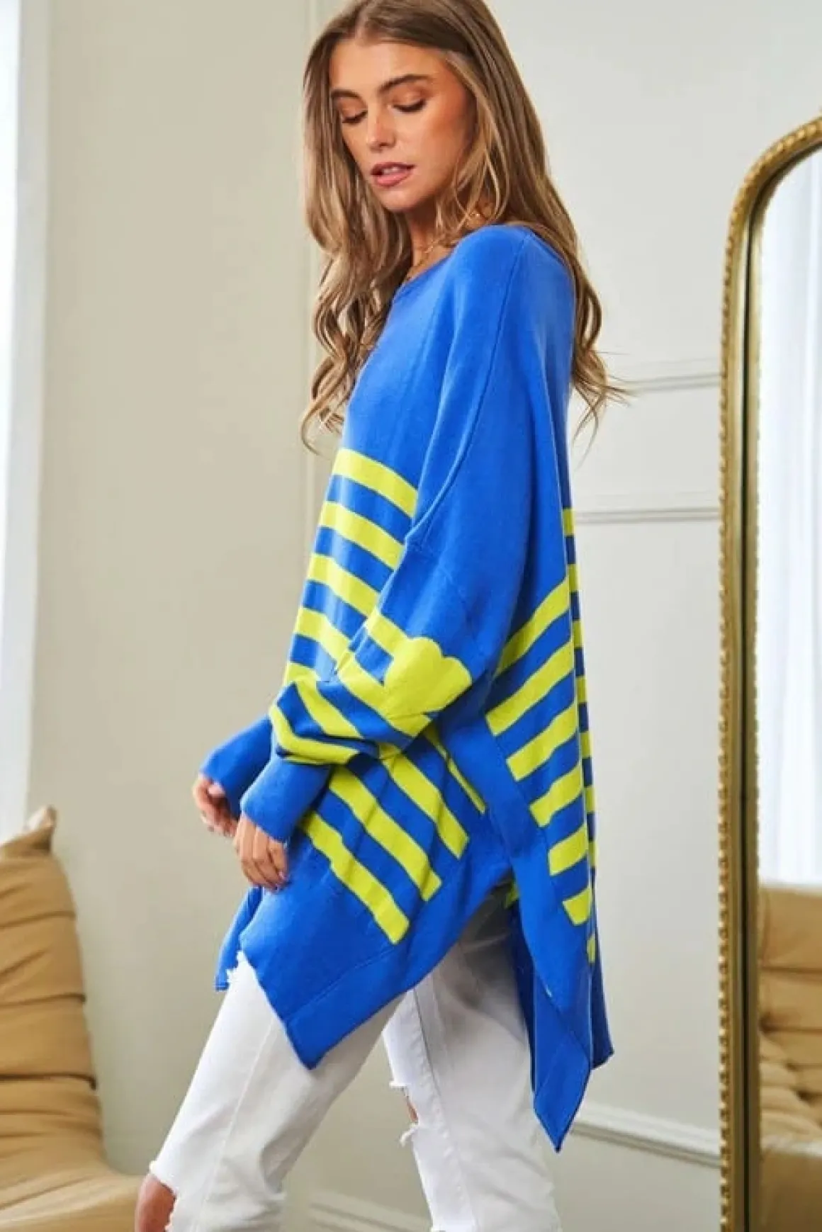 multi_striped_elbow_patch_13.webp Multi Striped Elbow Patch Loose Fit Sweater Top *Online Only*