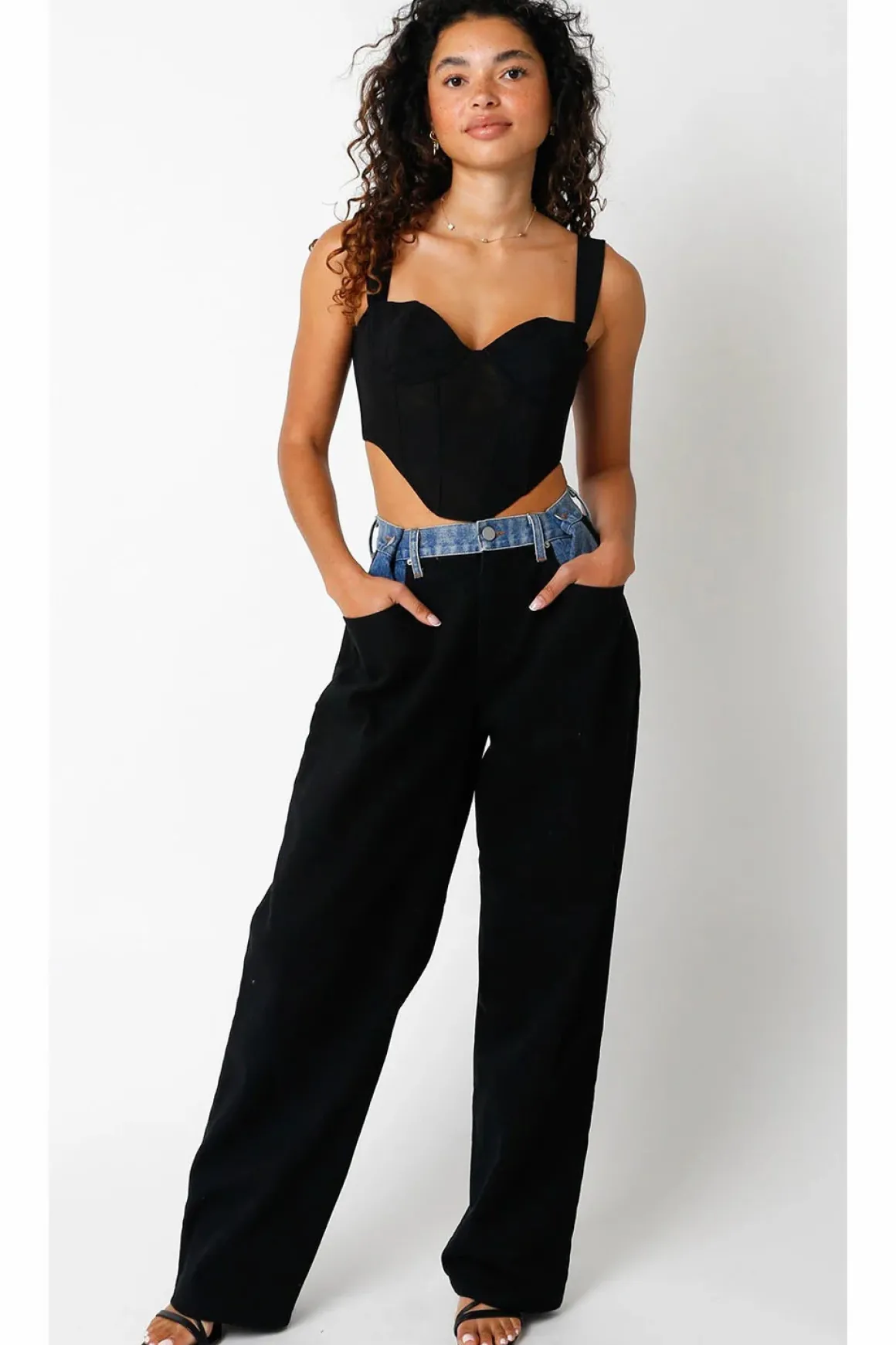 Olivaceous Ava Contrast Denim Pants