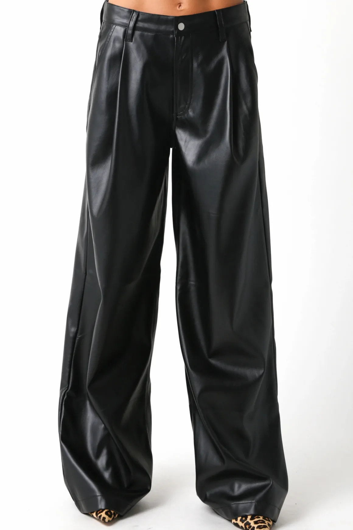 Olivaceous Stacy Vegan Leather Pants