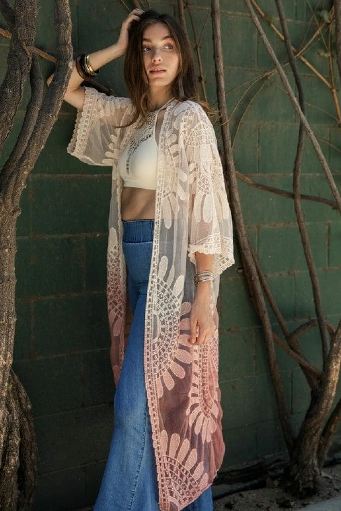 Ombre Bohemian Lace Kimono *Online Only*