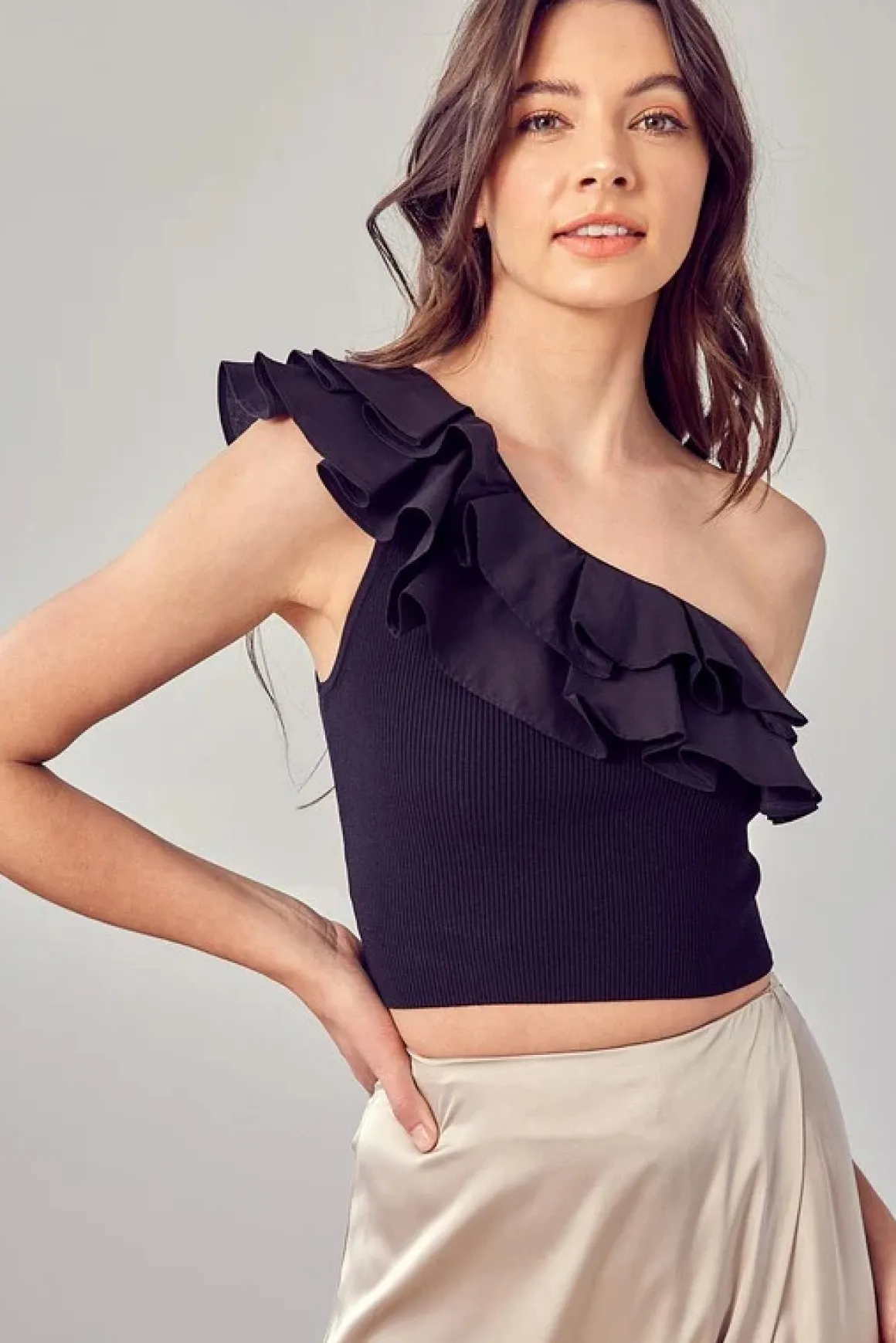 One Shoulder Ruffle Top *Online Only*