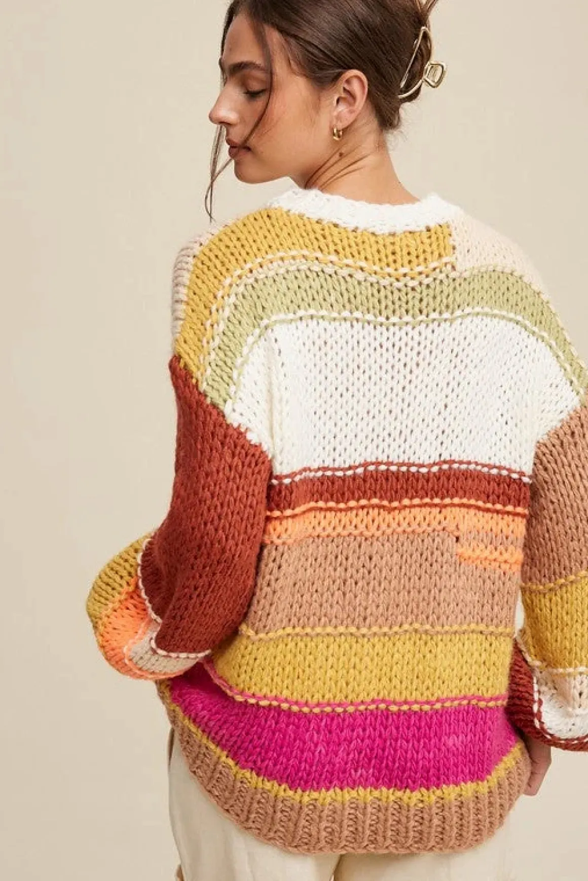 open_mixed_knit_slouchy_h_2.webp Open Mixed Knit Slouchy Hand Crochet Sweater *Online Only*