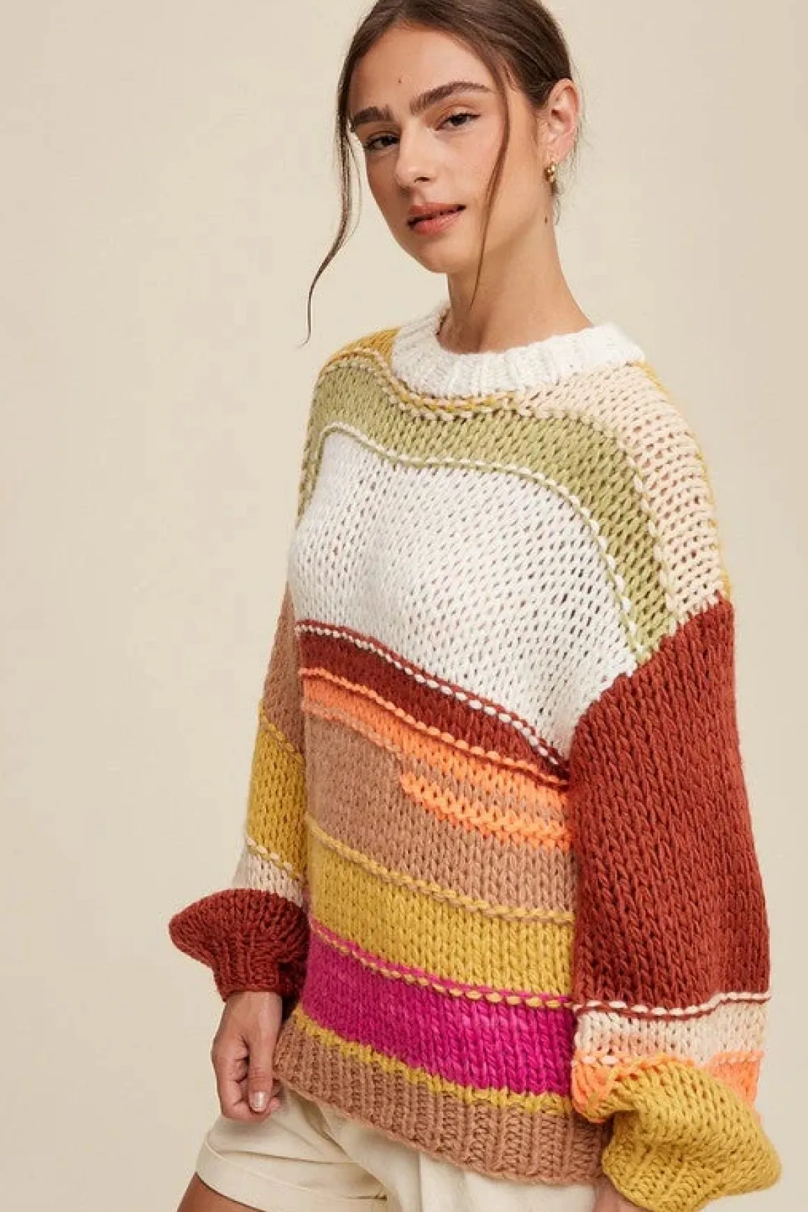 open_mixed_knit_slouchy_h_4.webp Open Mixed Knit Slouchy Hand Crochet Sweater *Online Only*