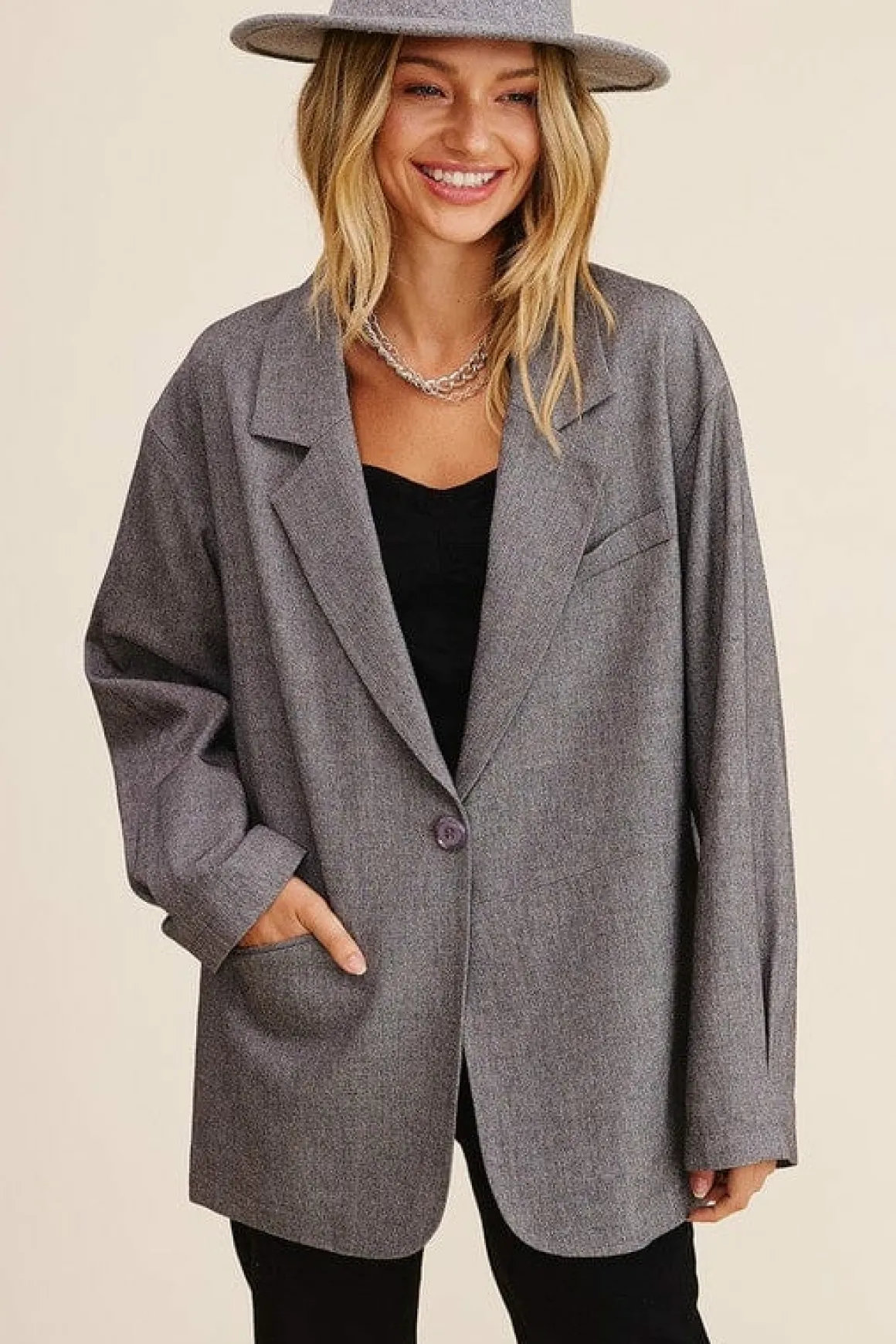 Oversized Solid Blazer * Online Only *