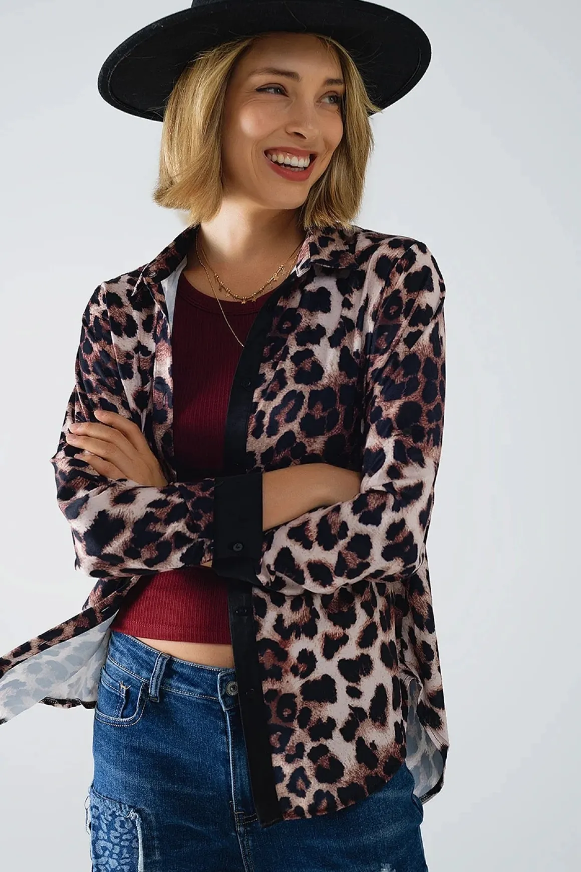 Q2 Leopard Print Button Down