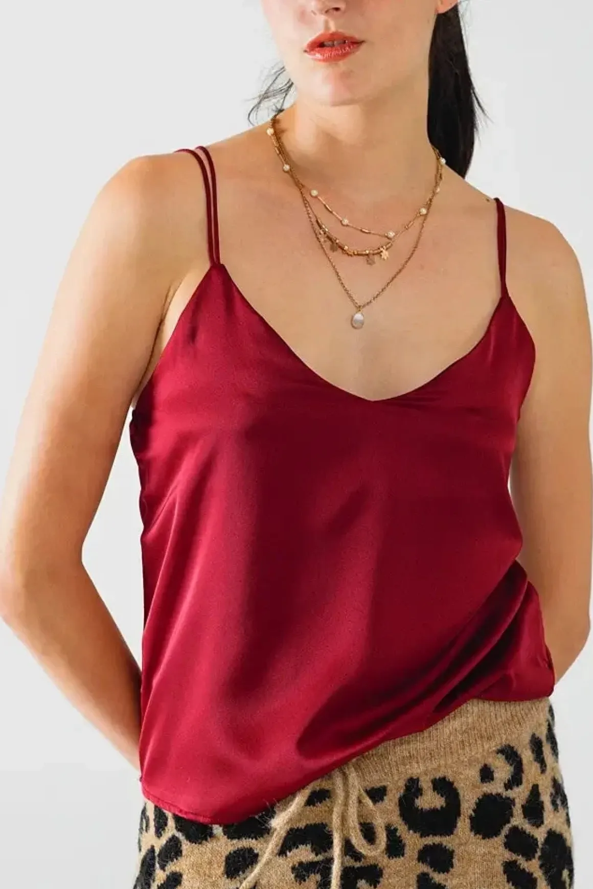 Q2 Stain Spaghetti Strap Top