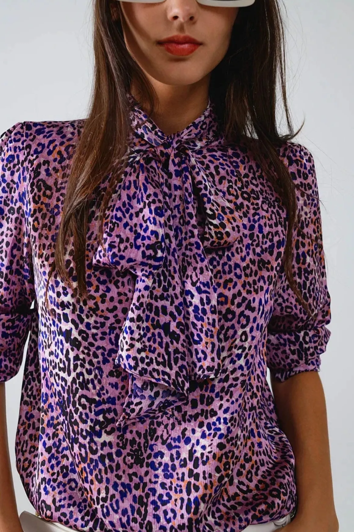 q_tie_neck_animal_print_b_2.webp Q2 Tie Neck Animal Print Blouse