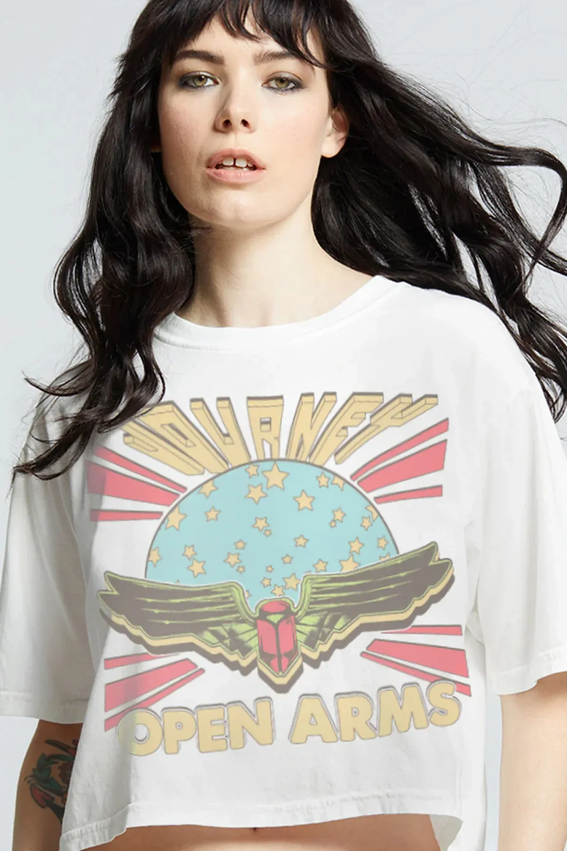 Recycled Karma Journey Cropped Band Tee