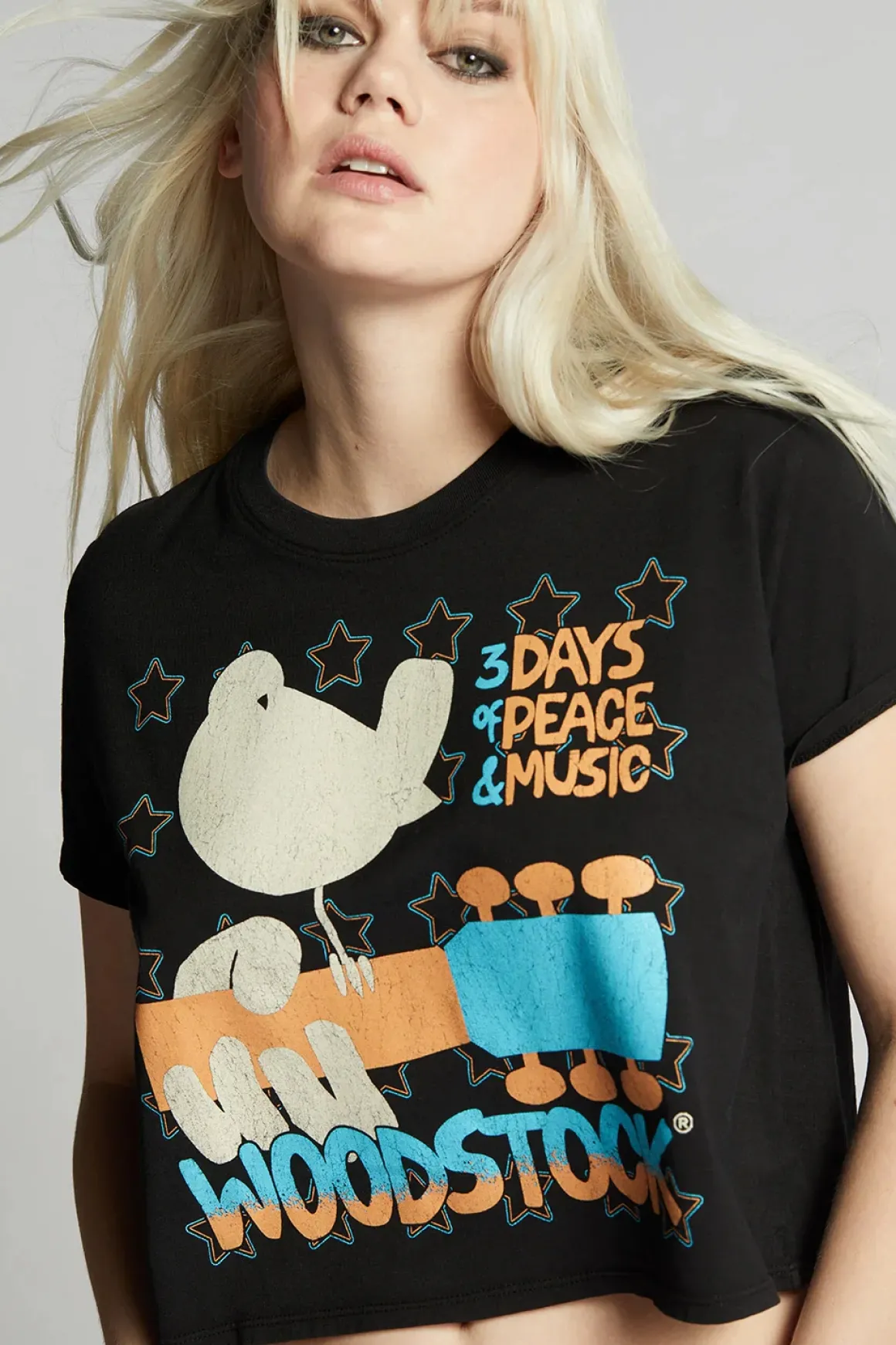 Recycled Karma Woodstock Cropped Band Tee