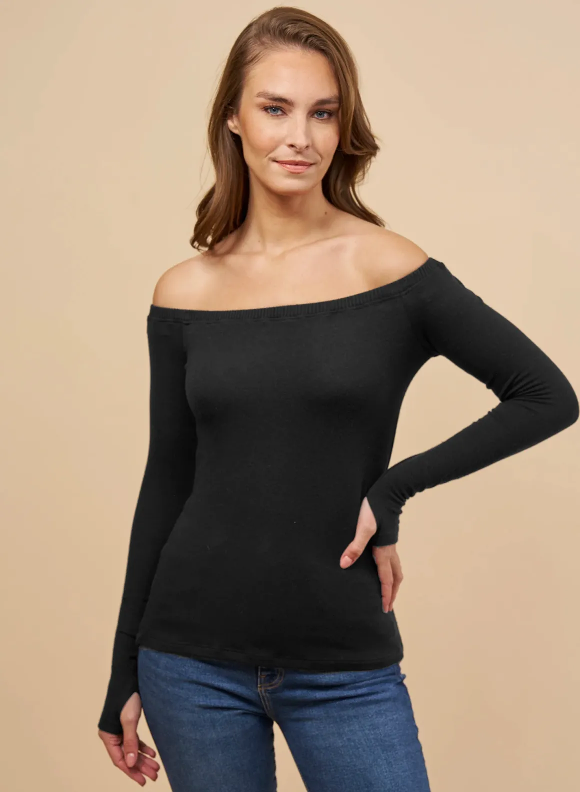 Red Haute Off Shoulder Long Sleeve Shirt