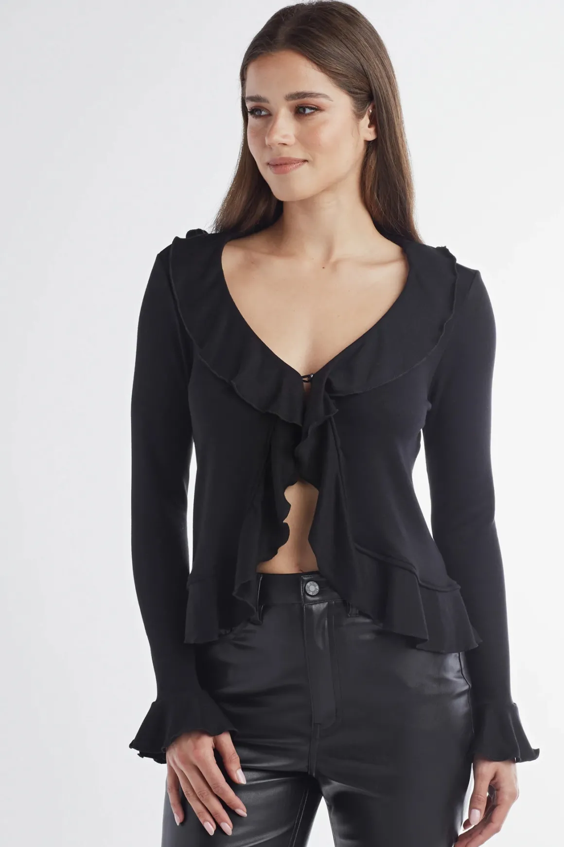 Red Haute Ruffle Cardigan