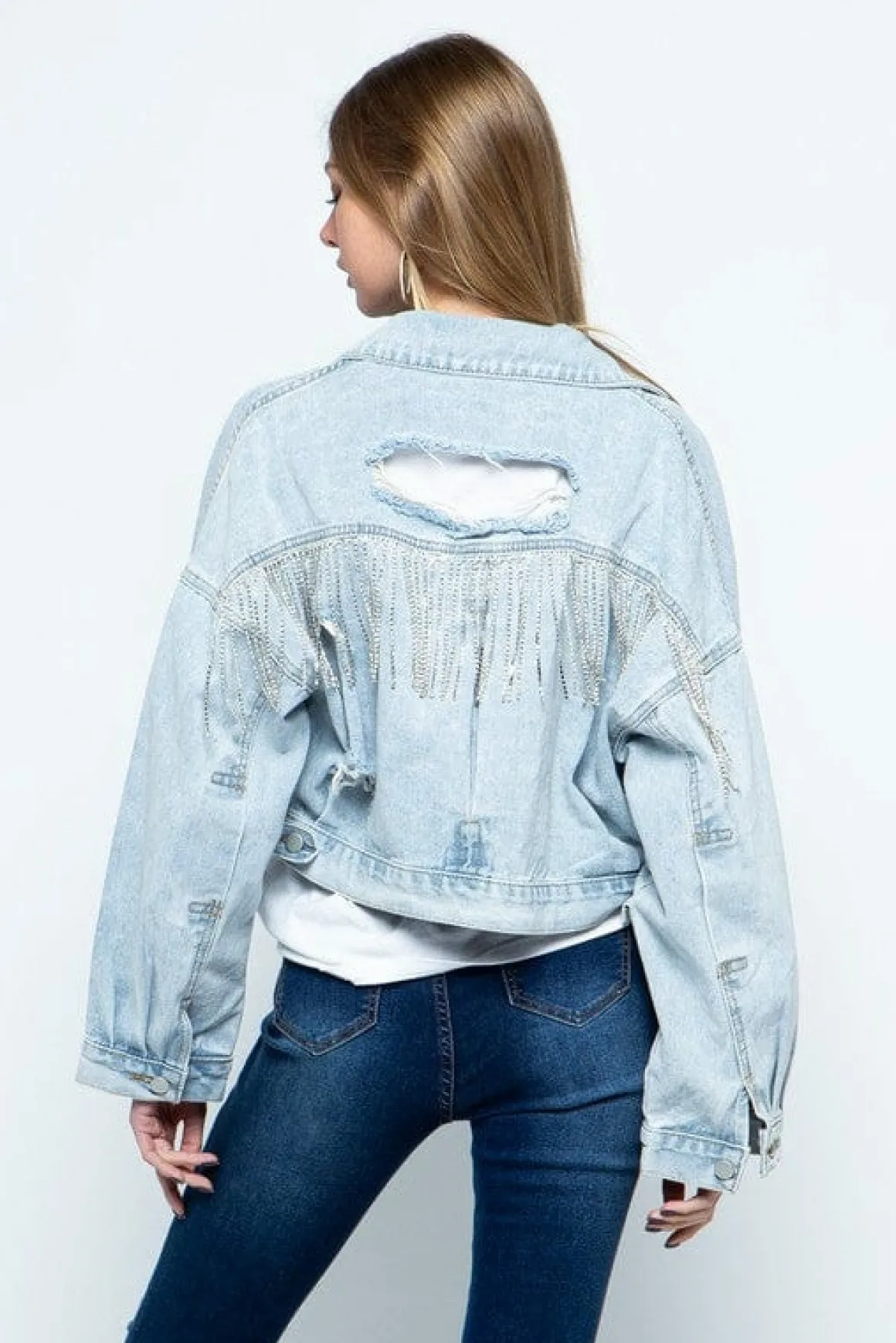 rhinestone_fringe_distres_6.webp Rhinestone Fringe Distressed Denim Jacket *Online Only*