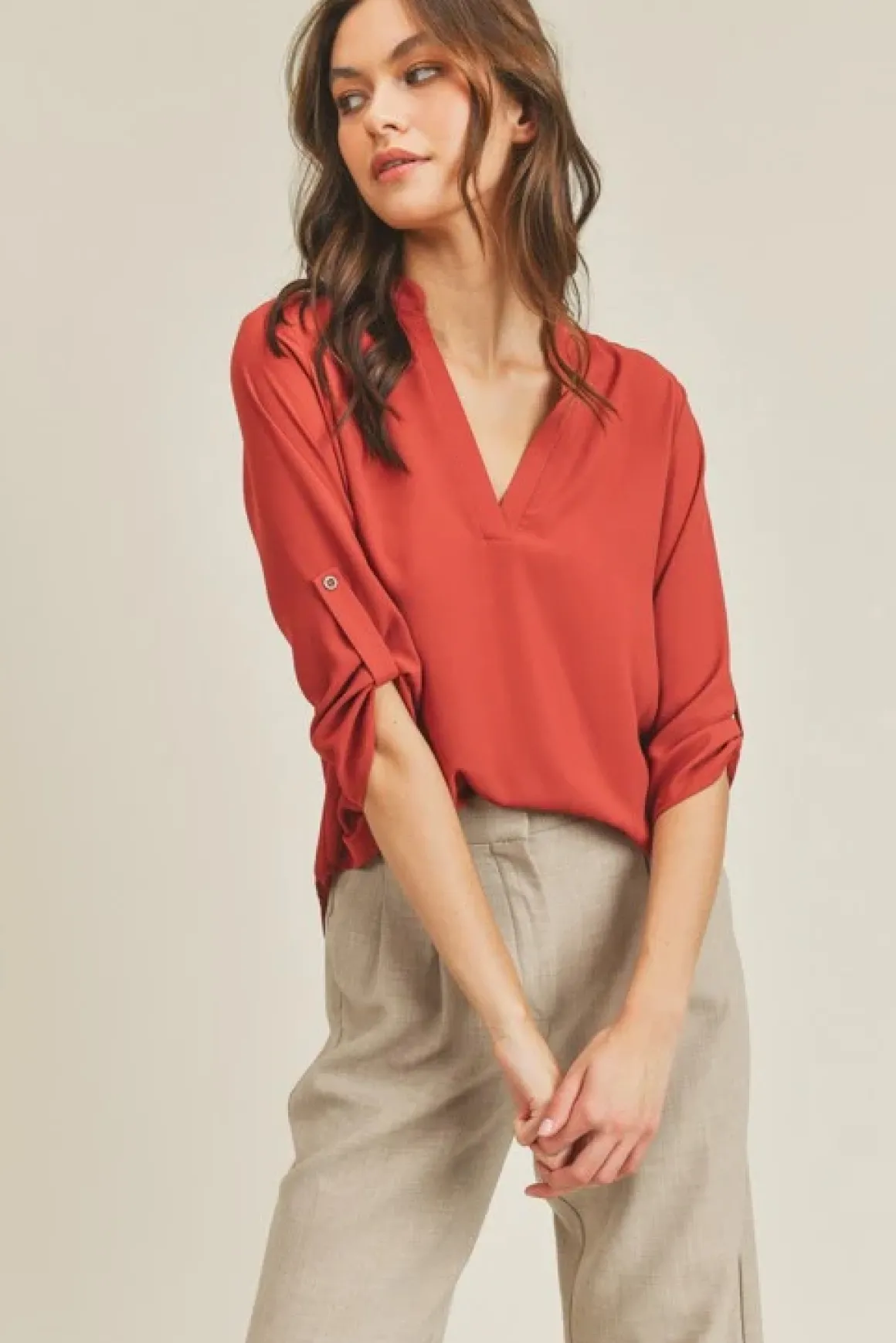 roll_up_sleeve_v_neck_top_5.webp Roll Up Sleeve V Neck Top *Online Only*
