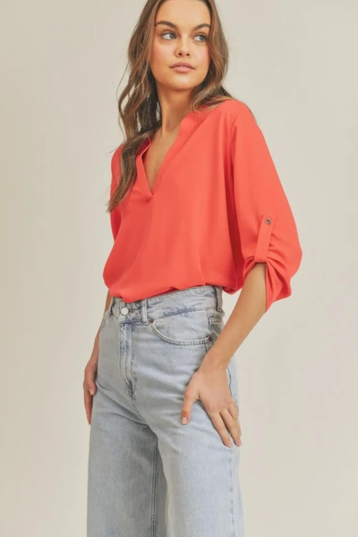 roll_up_sleeve_v_neck_top_8.webp Roll Up Sleeve V Neck Top *Online Only*