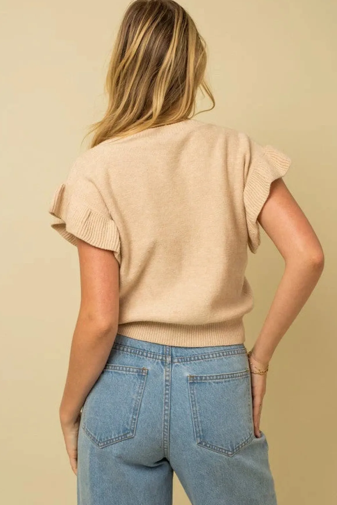Ruffle Sleeve Knit Top  *Online Only*