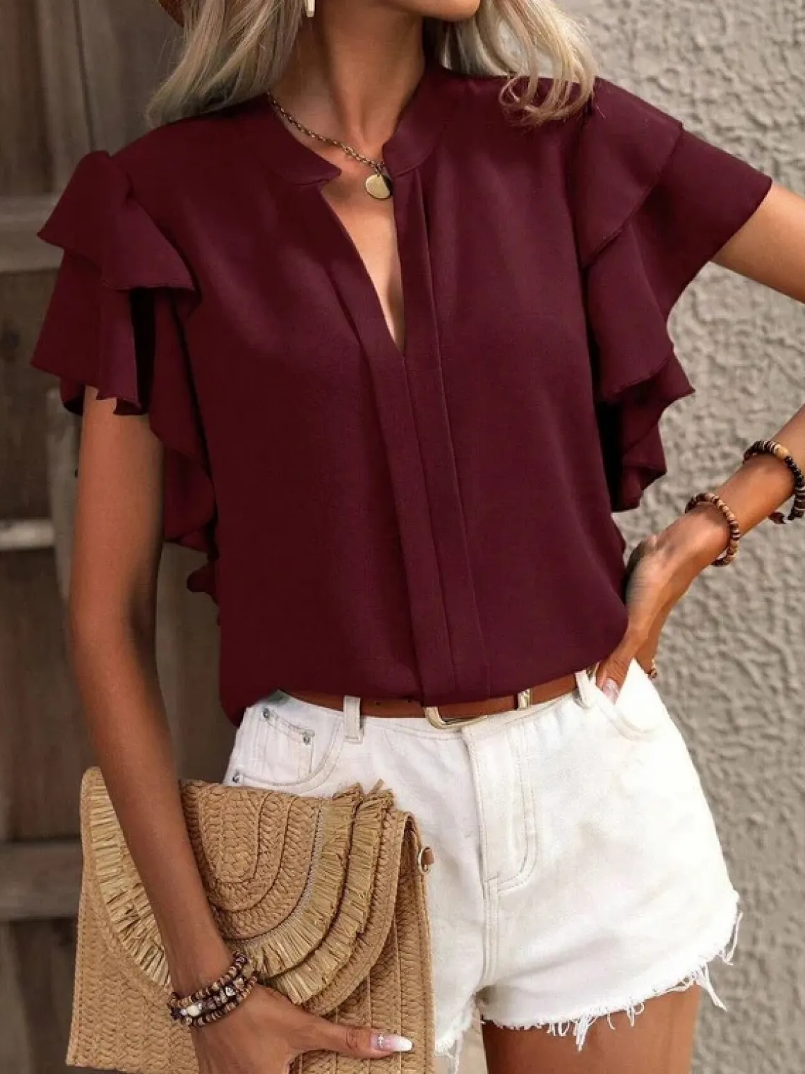 ruffle_sleeve_vneck_blous_4.webp Ruffle Sleeve V-Neck Blouse *Online Only*