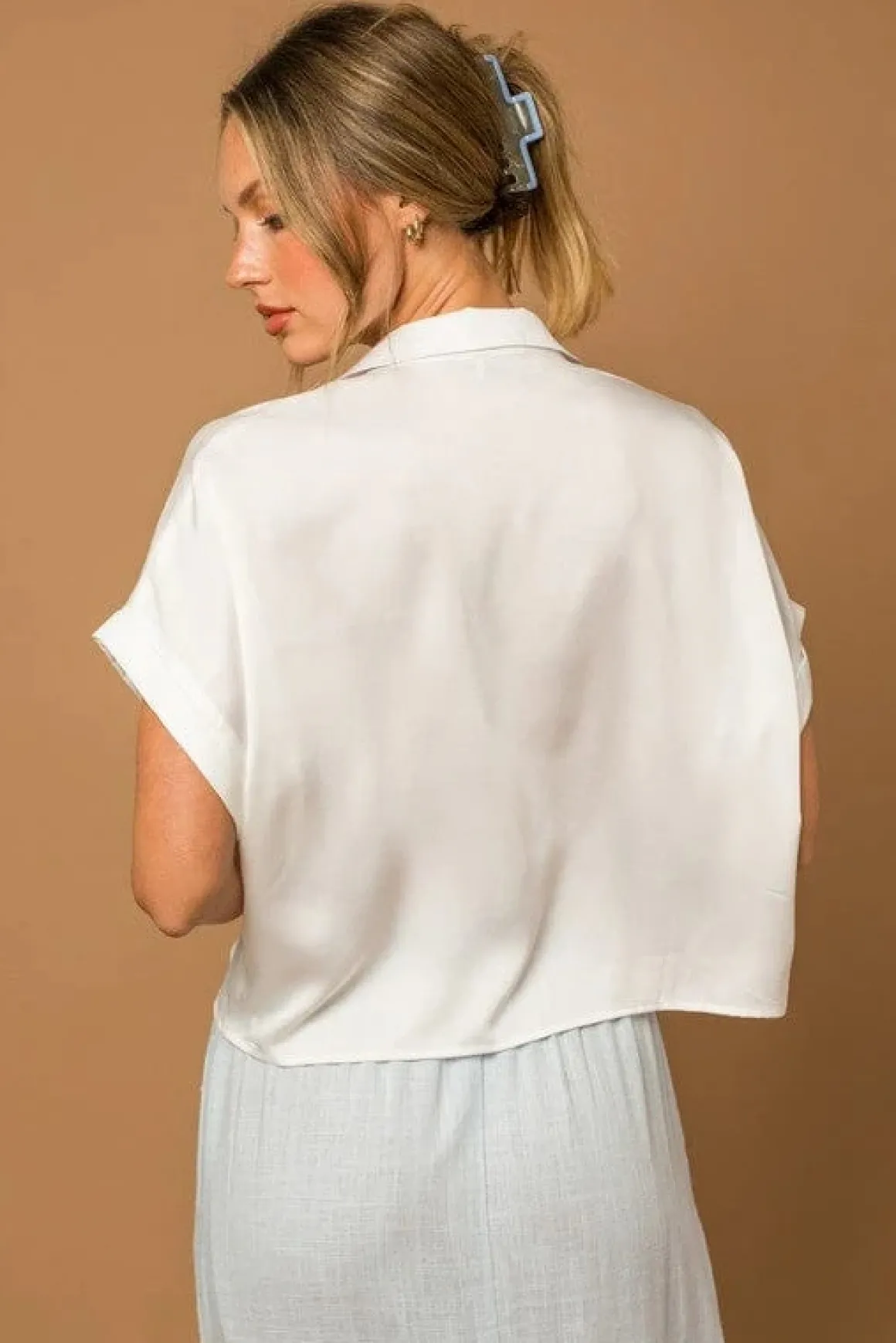 Satin Boxy Button Down Blouse *Online Only*