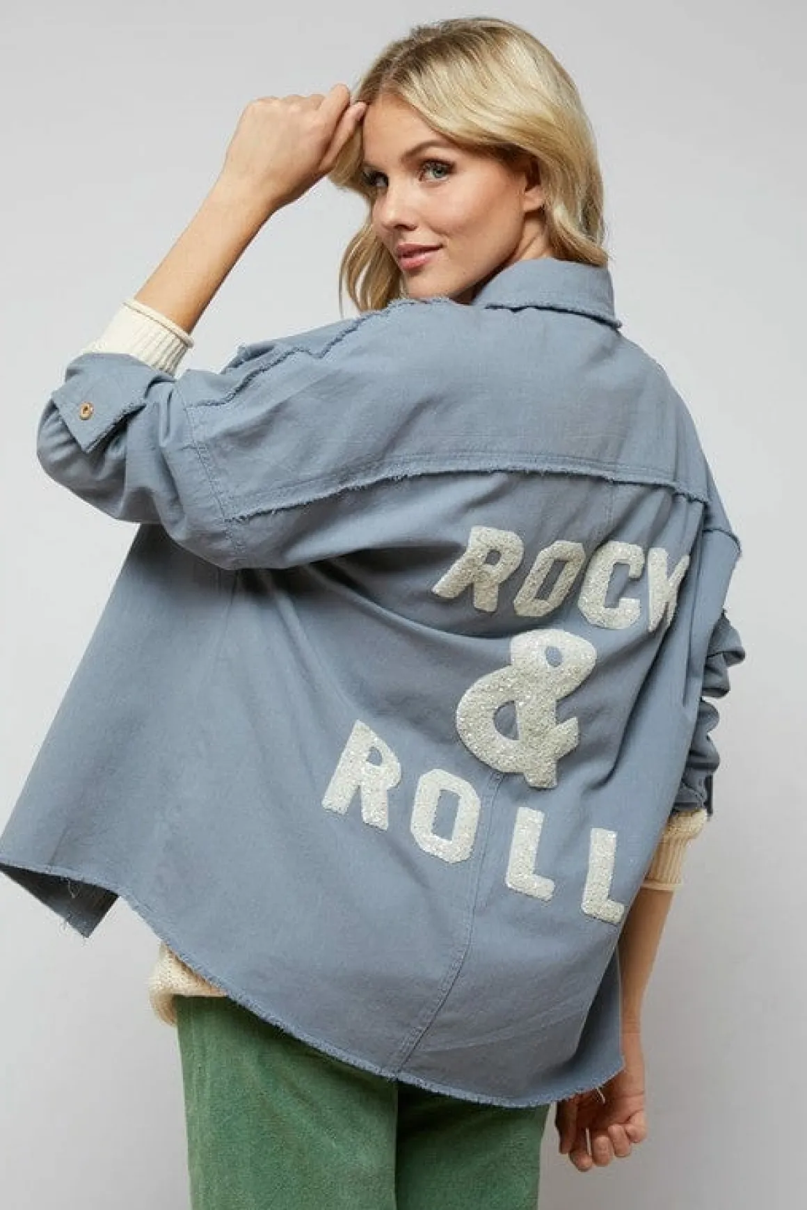 Sequin Long Sleeve Button Down Jacket *Online Only*