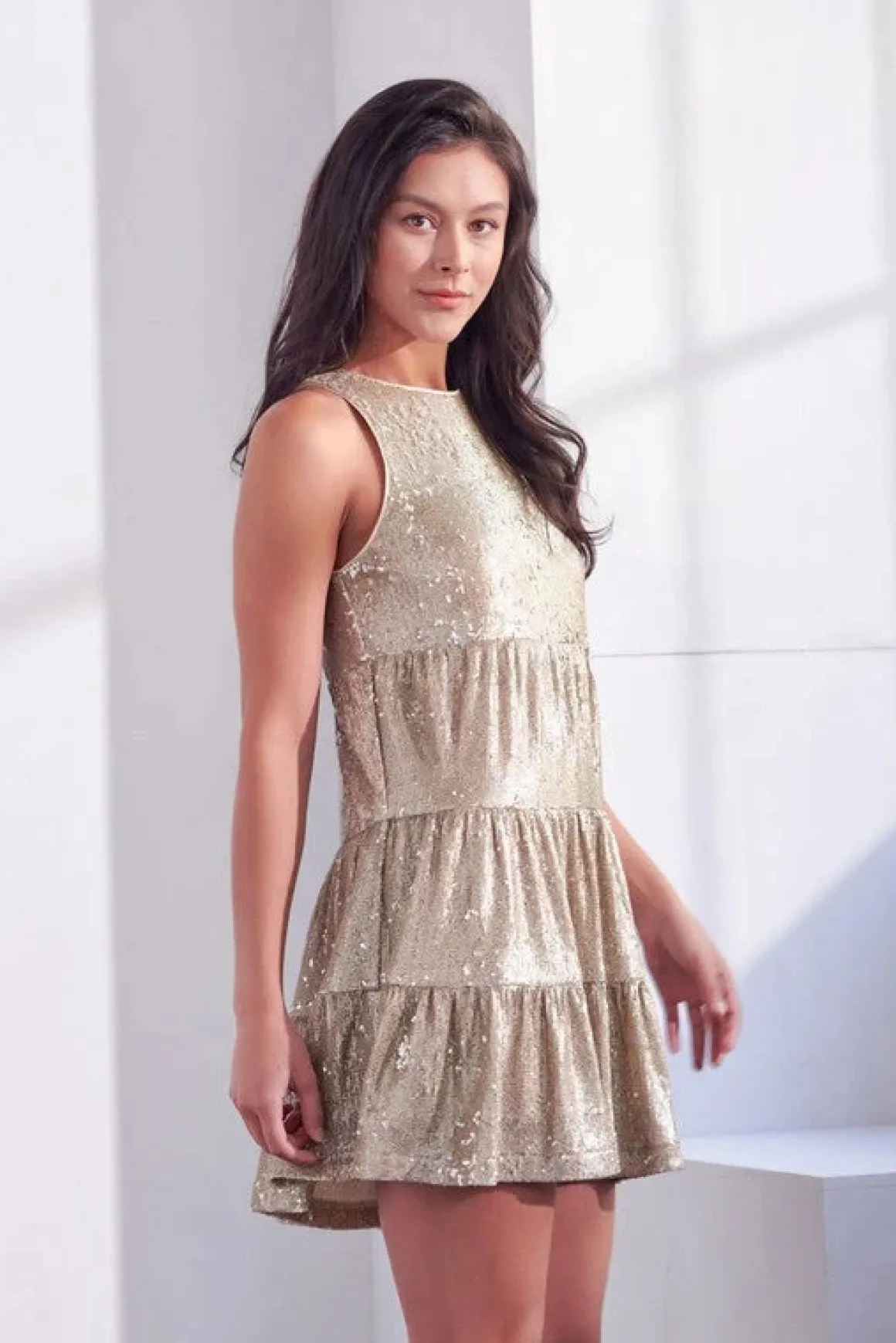 Sequin Tiered Flare Dress   *Online Only*