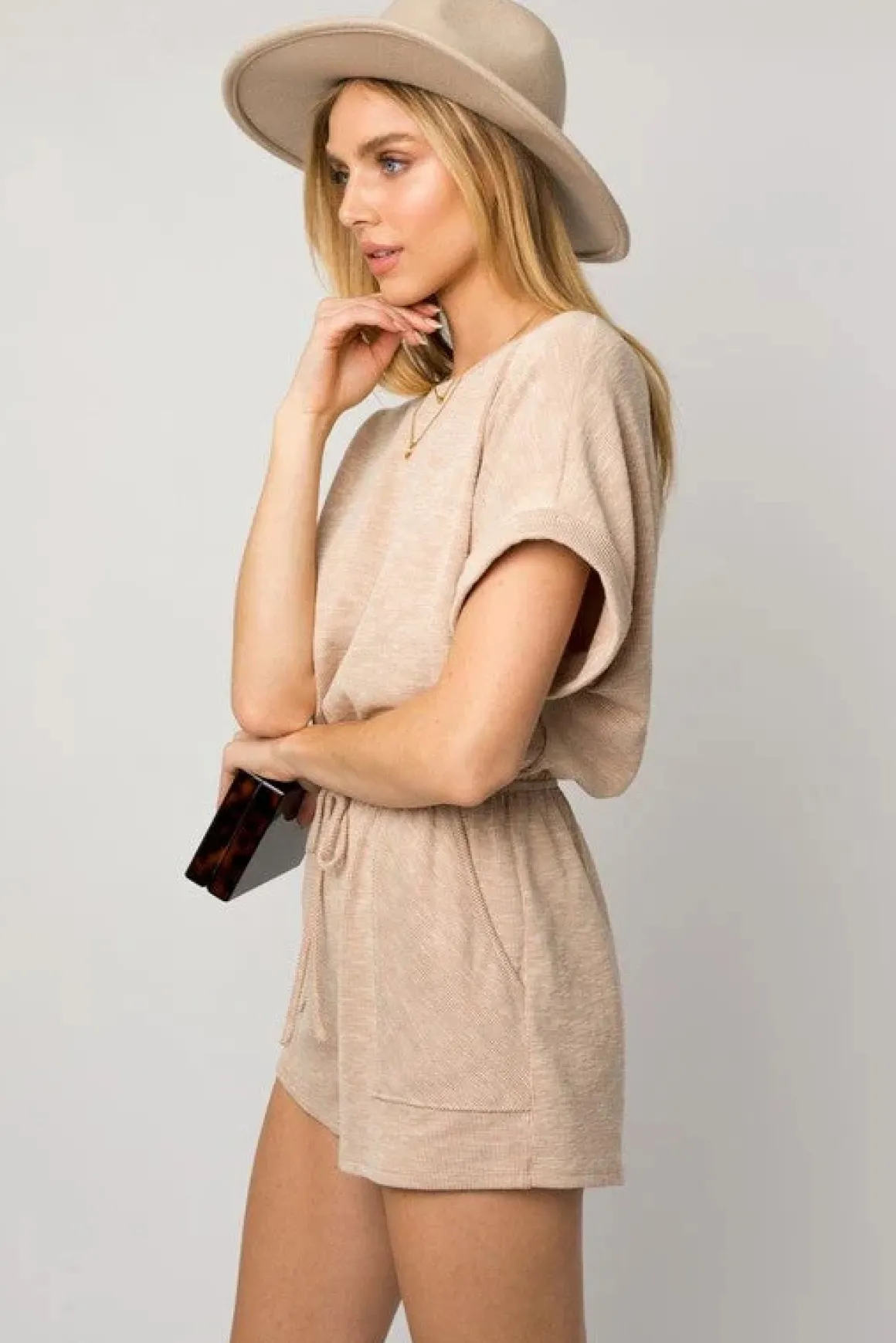 short_rollup_sleeve_elast_2.webp Short Roll-Up Sleeve Elastic Waist Romper * Online Only*