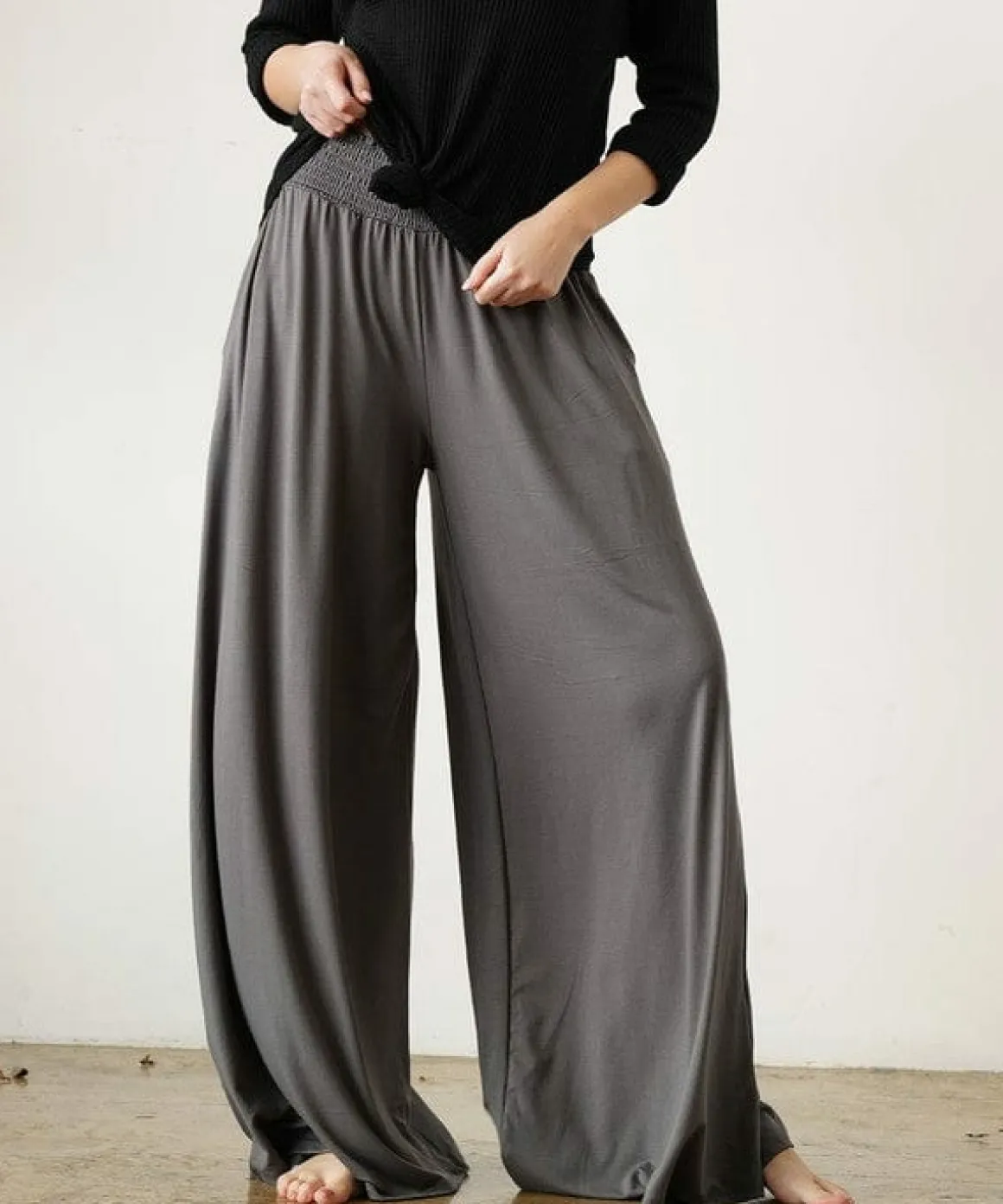 SMOCK ELASTIC WAIST MAXI PALAZZO  *Online Only*